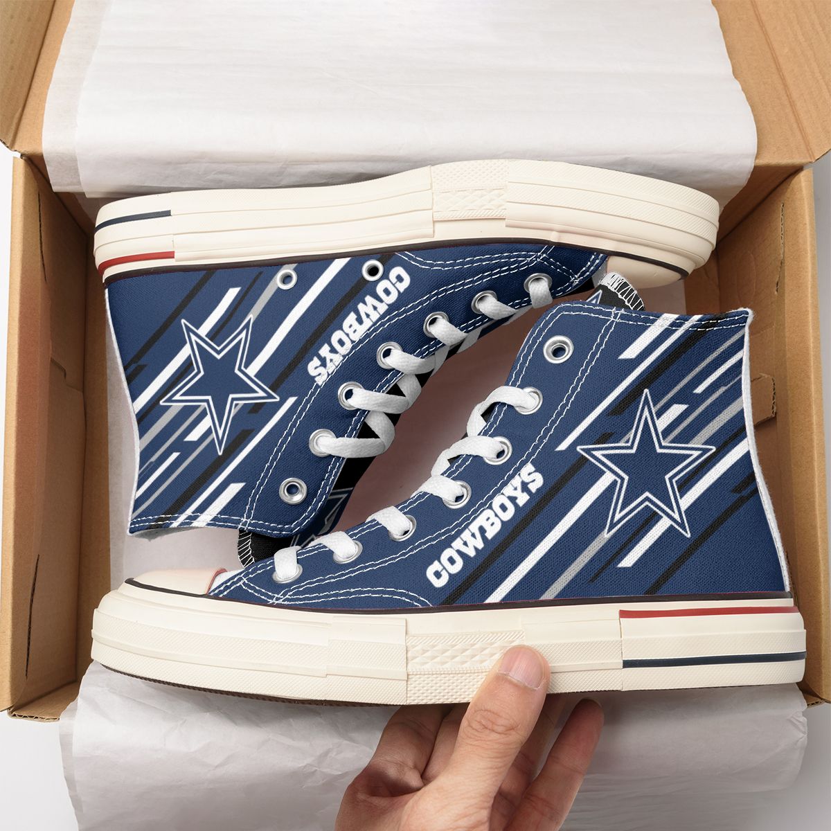 Ideafootwear Dallas Cowboys High Top Canvas Sneakers Shoes For Men And Women