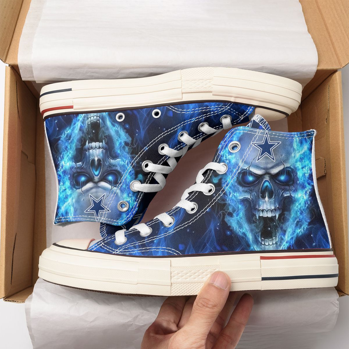 Ideafootwear Dallas Cowboys High Top Canvas Sneakers Shoes For Men And Women