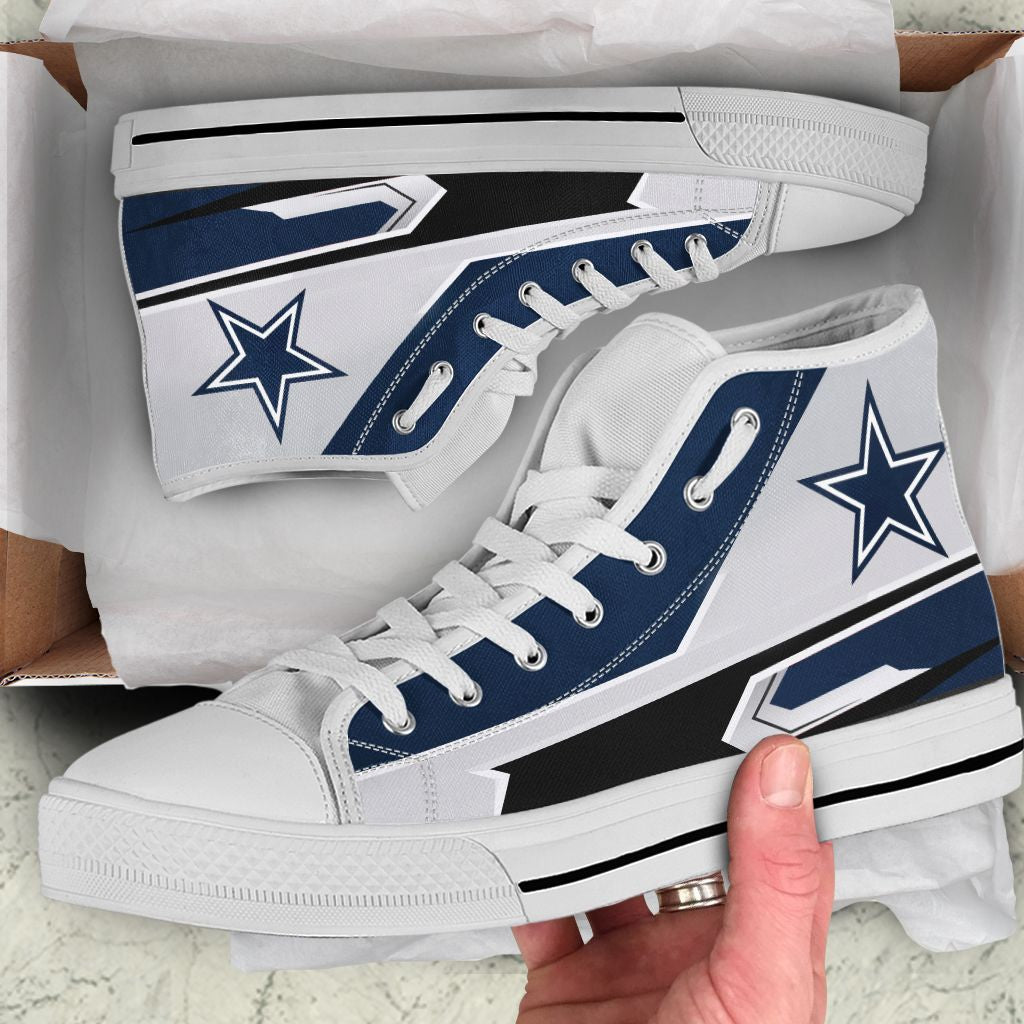 Ideafootwear Dallas Cowboys High Top Canvas Sneakers Shoes For Men And Women