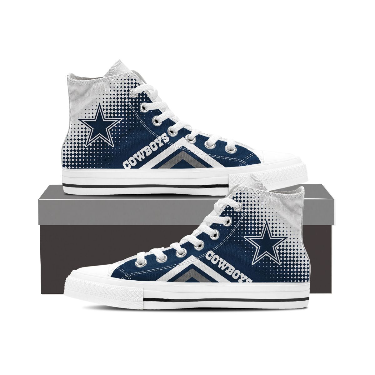 Ideafootwear Dallas Cowboys High Top Canvas Sneakers Shoes For Men And Women