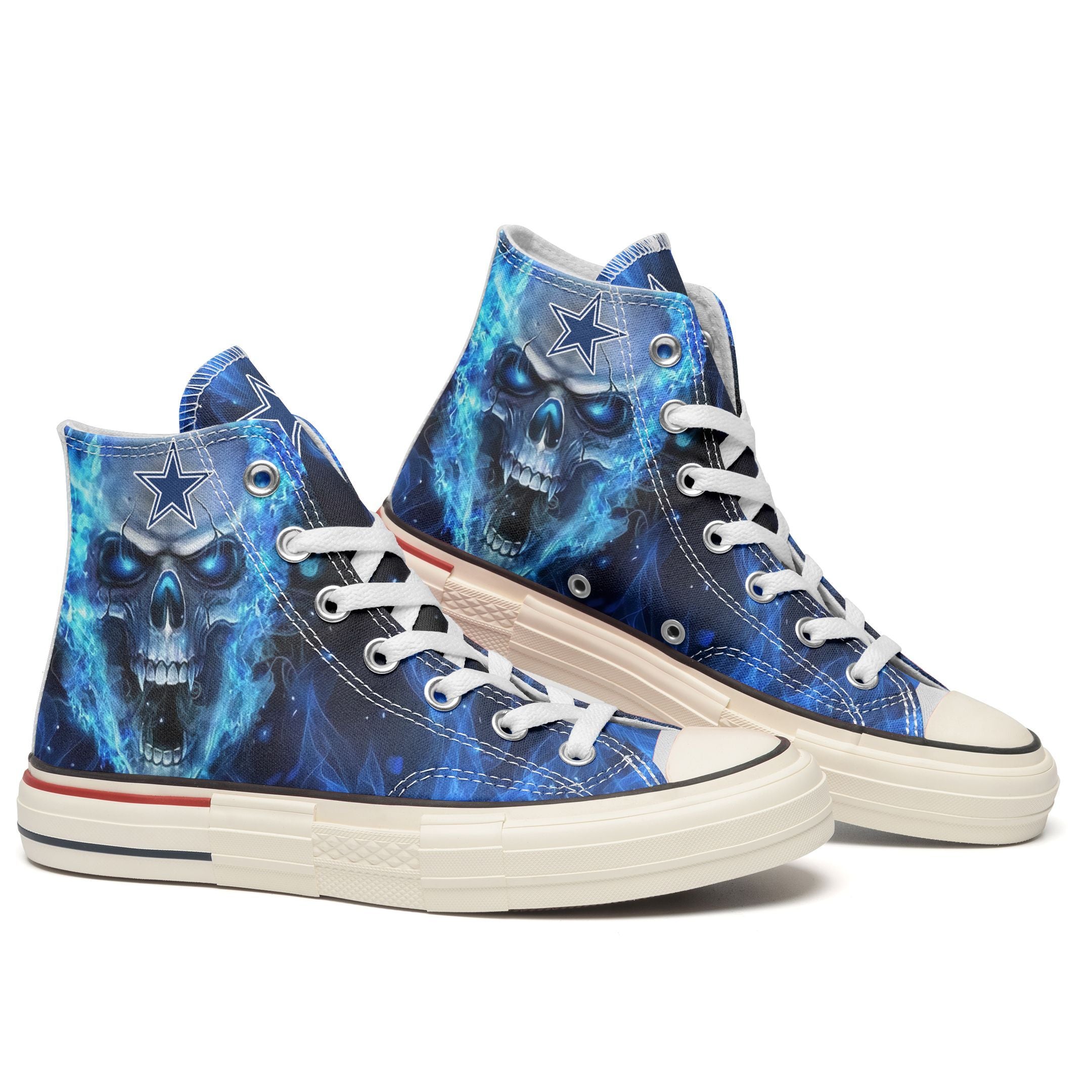Ideafootwear Dallas Cowboys High Top Canvas Sneakers Shoes For Men And Women