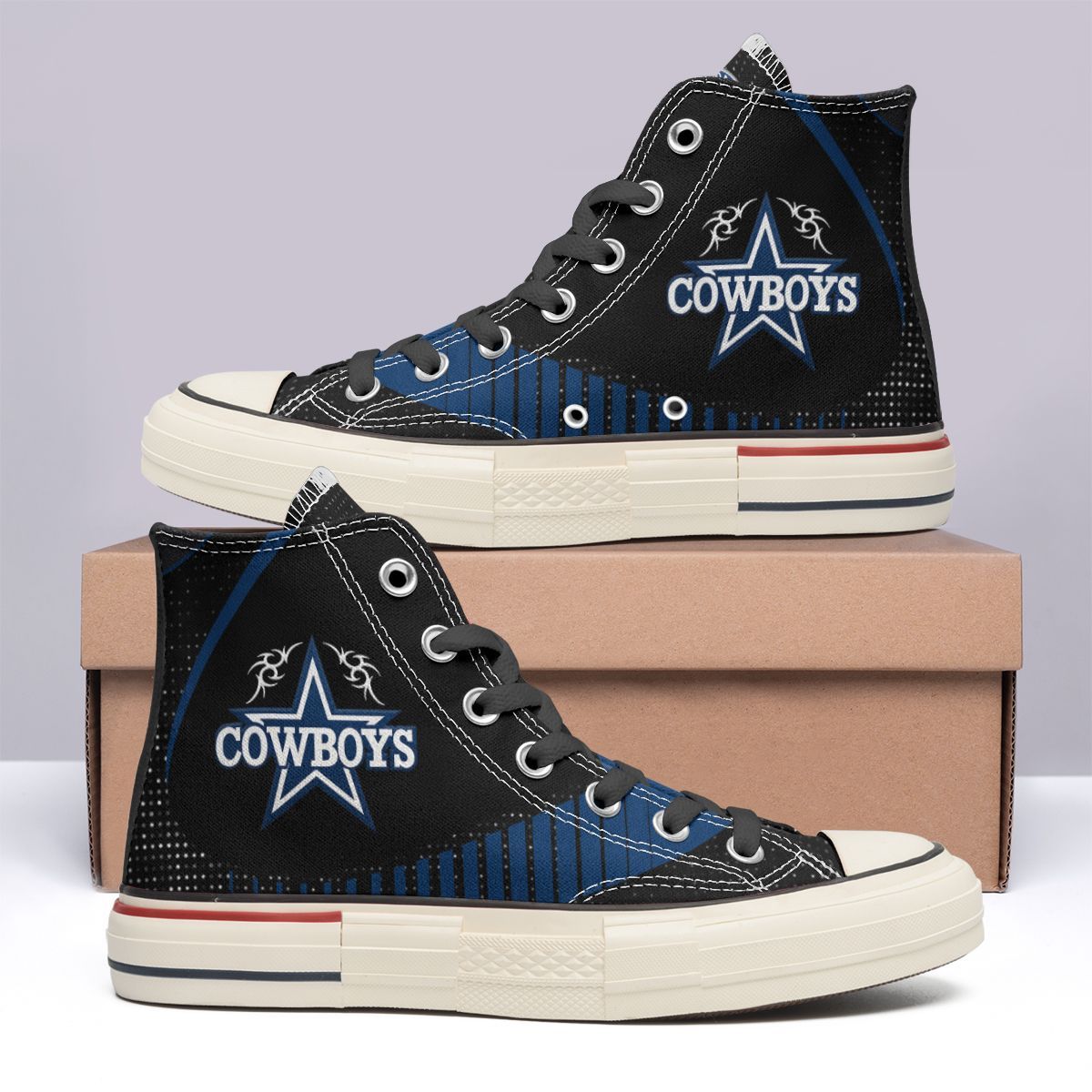 Ideafootwear Dallas Cowboys High Top Canvas Sneakers Shoes For Men And Women