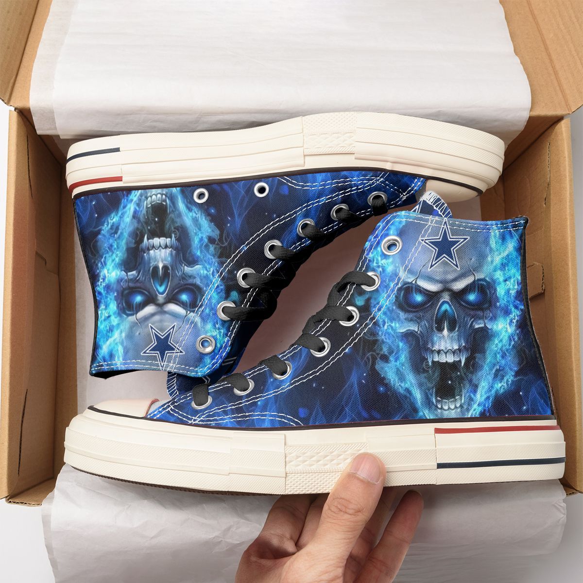 Ideafootwear Dallas Cowboys High Top Canvas Sneakers Shoes For Men And Women