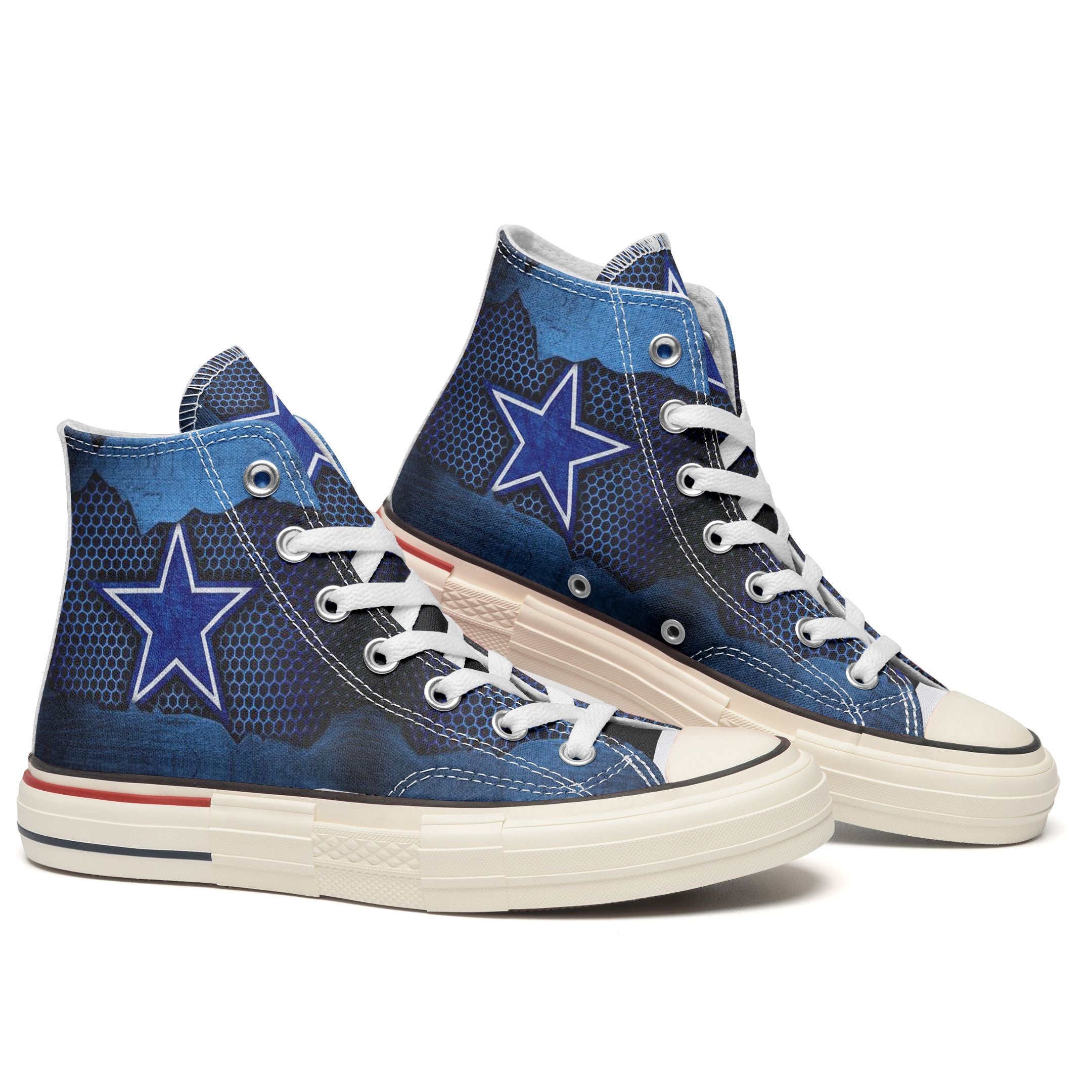 Ideafootwear Dallas Cowboys High Top Canvas Sneakers Shoes For Men And Women