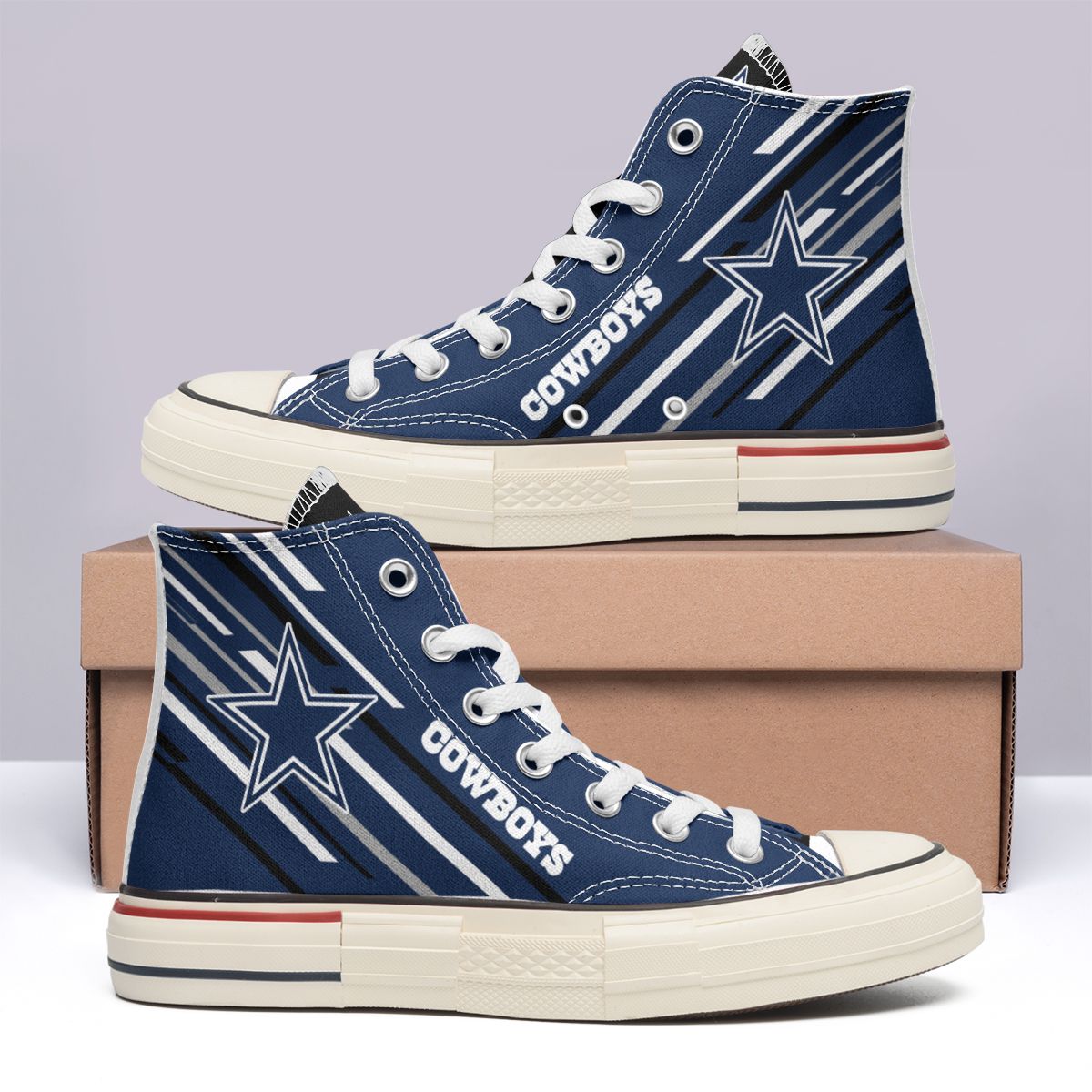 Ideafootwear Dallas Cowboys High Top Canvas Sneakers Shoes For Men And Women