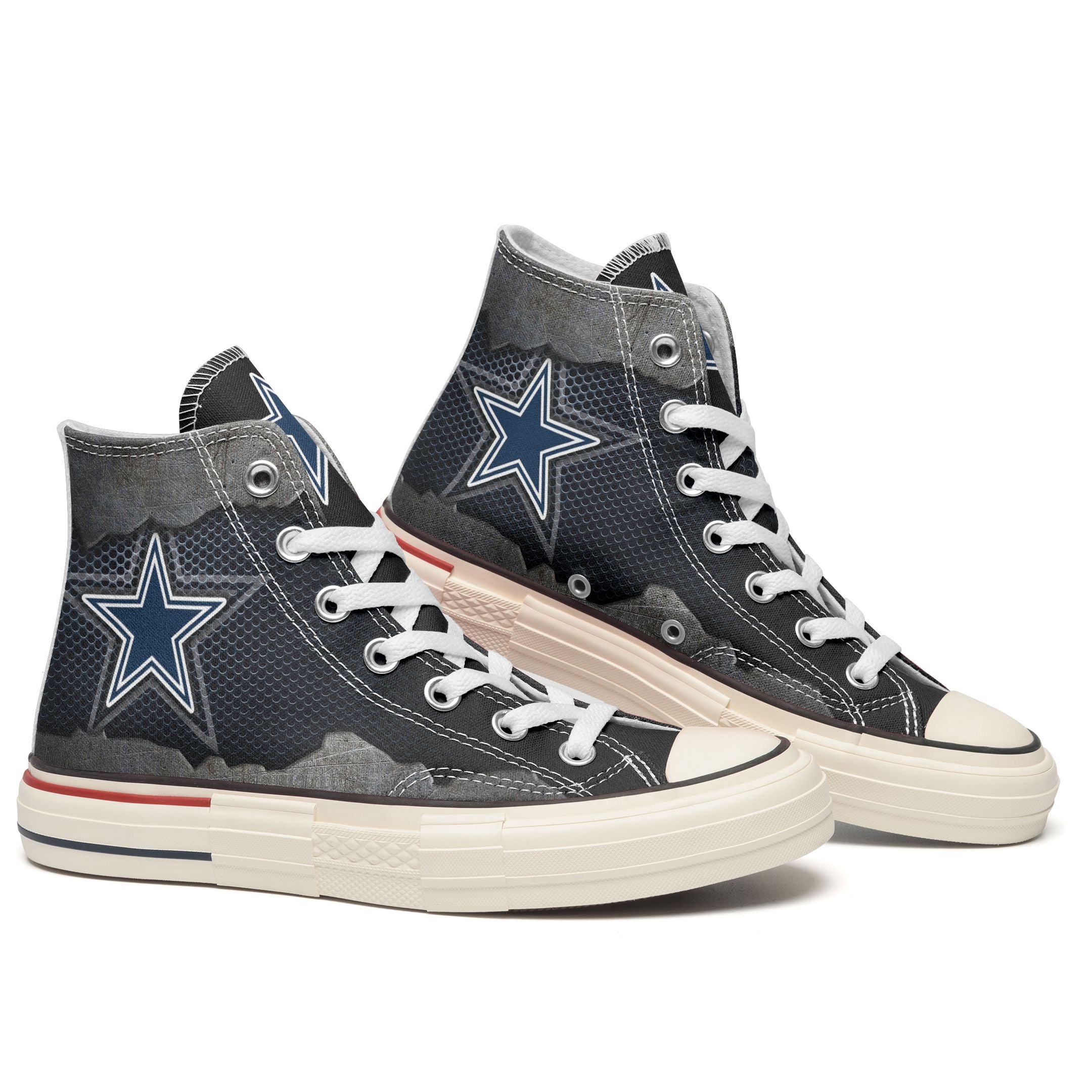 Ideafootwear Dallas Cowboys High Top Canvas Sneakers Shoes For Men And Women