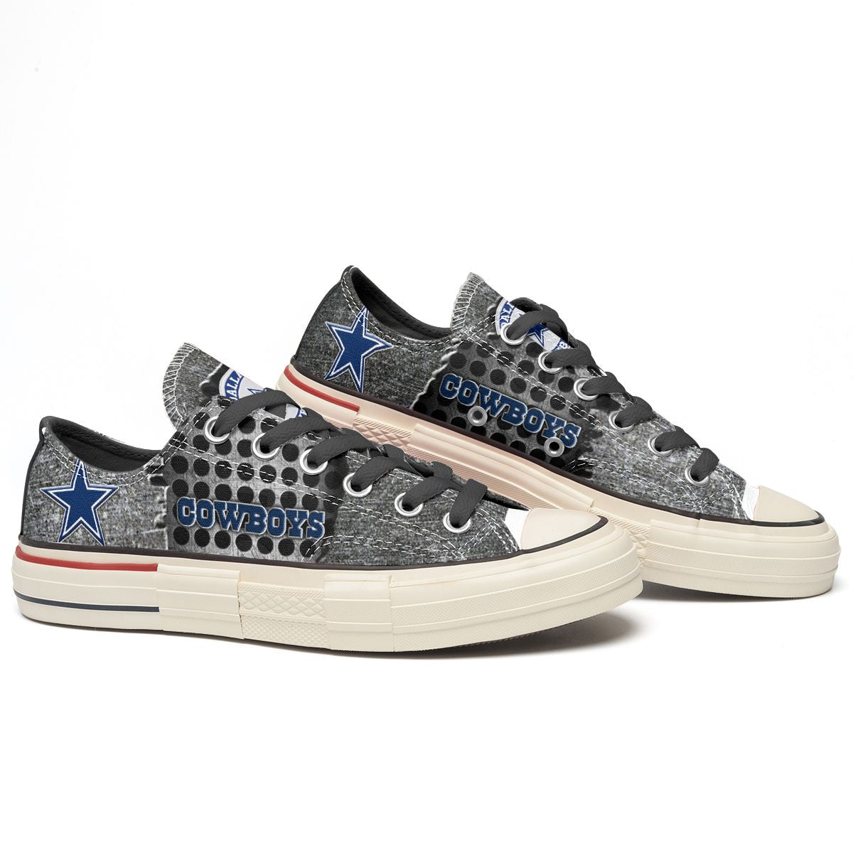 Ideafootwear Dallas Cowboys Low Top Canvas Sneakers Shoes For Men And Women