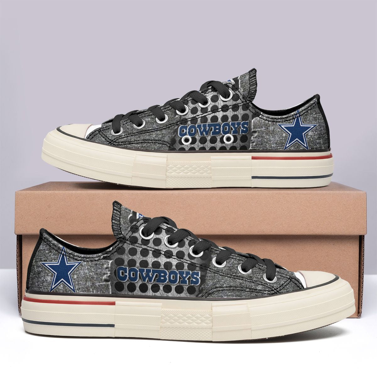 Ideafootwear Dallas Cowboys Low Top Canvas Sneakers Shoes For Men And Women