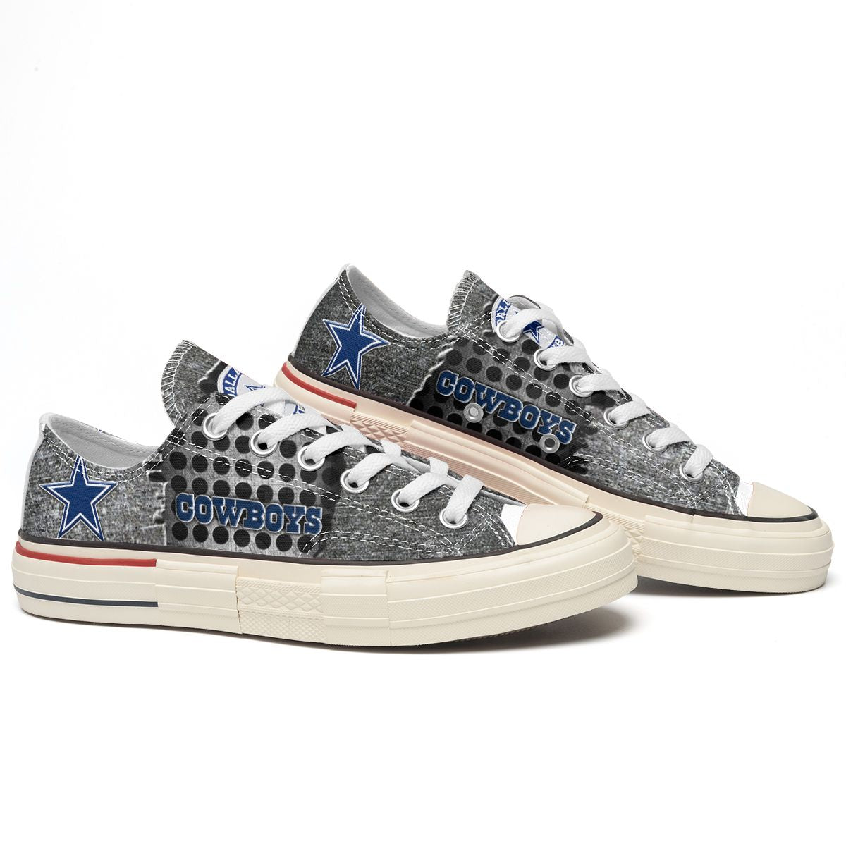 Ideafootwear Dallas Cowboys Low Top Canvas Sneakers Shoes For Men And Women