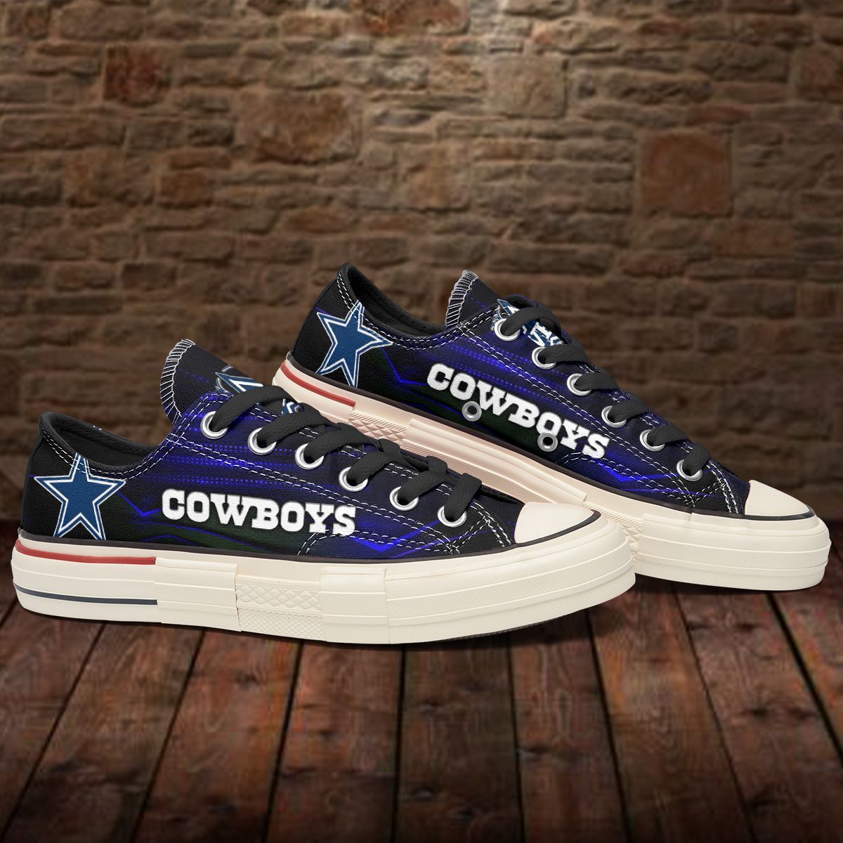 Ideafootwear Dallas Cowboys Low Top Canvas Sneakers Shoes For Men And Women