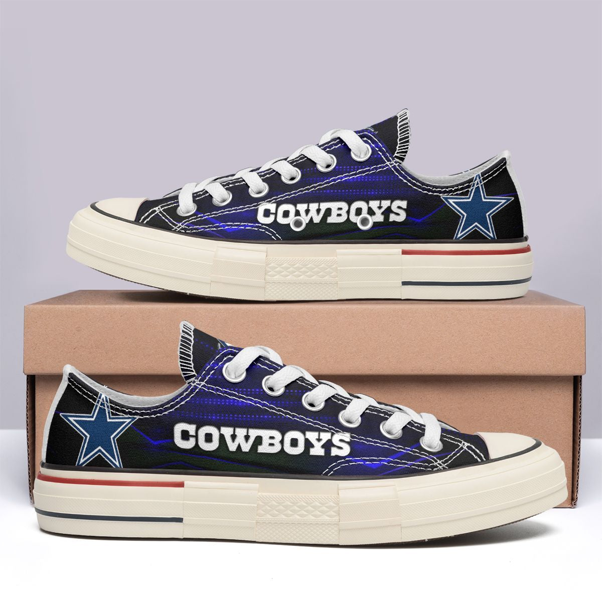 Ideafootwear Dallas Cowboys Low Top Canvas Sneakers Shoes For Men And Women