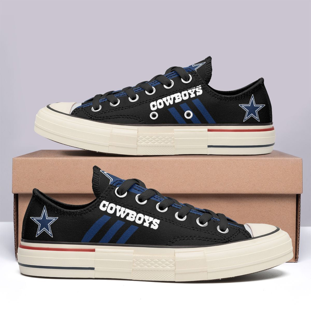Ideafootwear Dallas Cowboys Low Top Canvas Sneakers Shoes For Men And Women