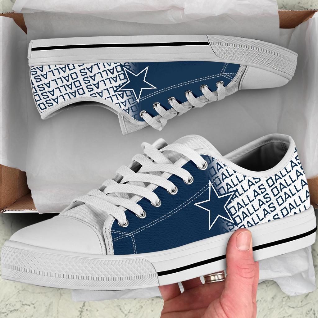 Ideafootwear Dallas Cowboys Low Top Canvas Sneakers Shoes For Men And Women