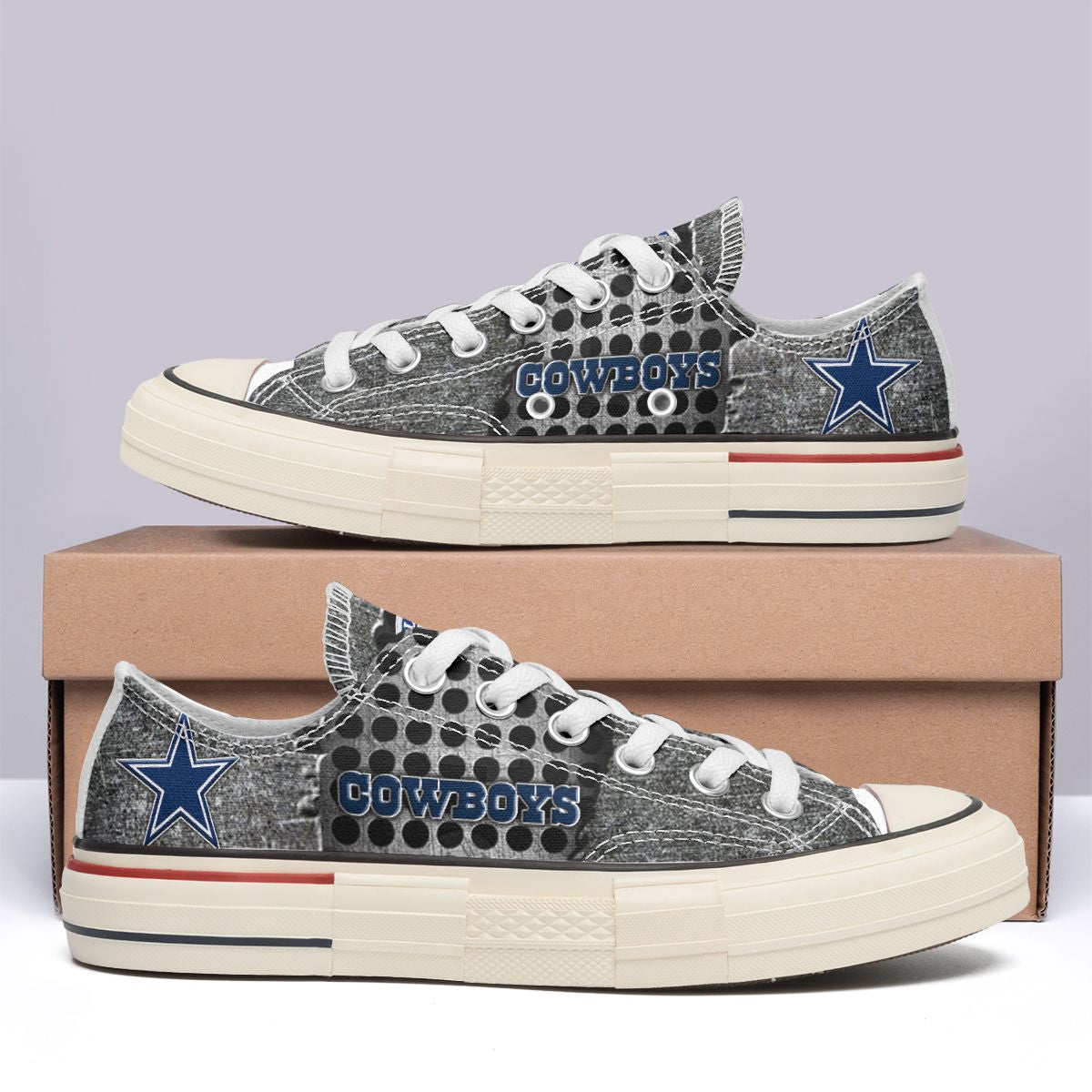 Ideafootwear Dallas Cowboys Low Top Canvas Sneakers Shoes For Men And Women