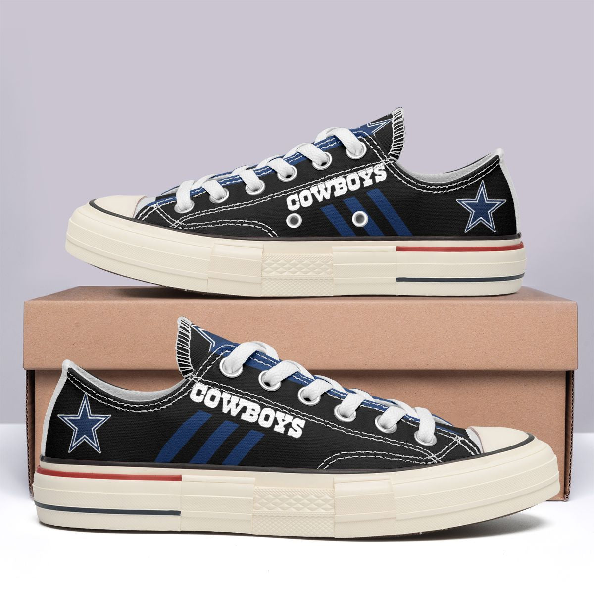 Ideafootwear Dallas Cowboys Low Top Canvas Sneakers Shoes For Men And Women