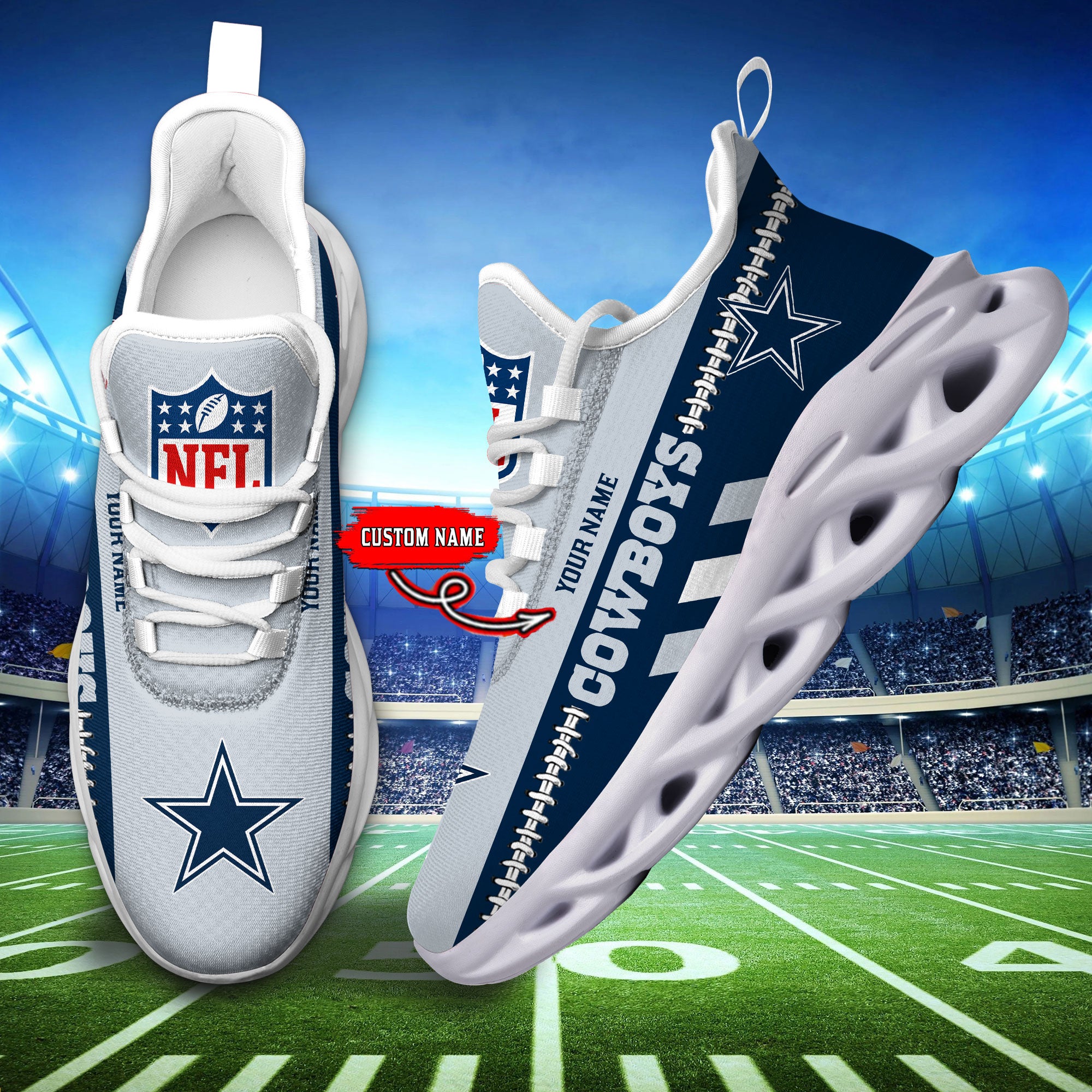 Ideafootwear Dallas Cowboys Max Soul Shoes Sneakers For Men And Women
