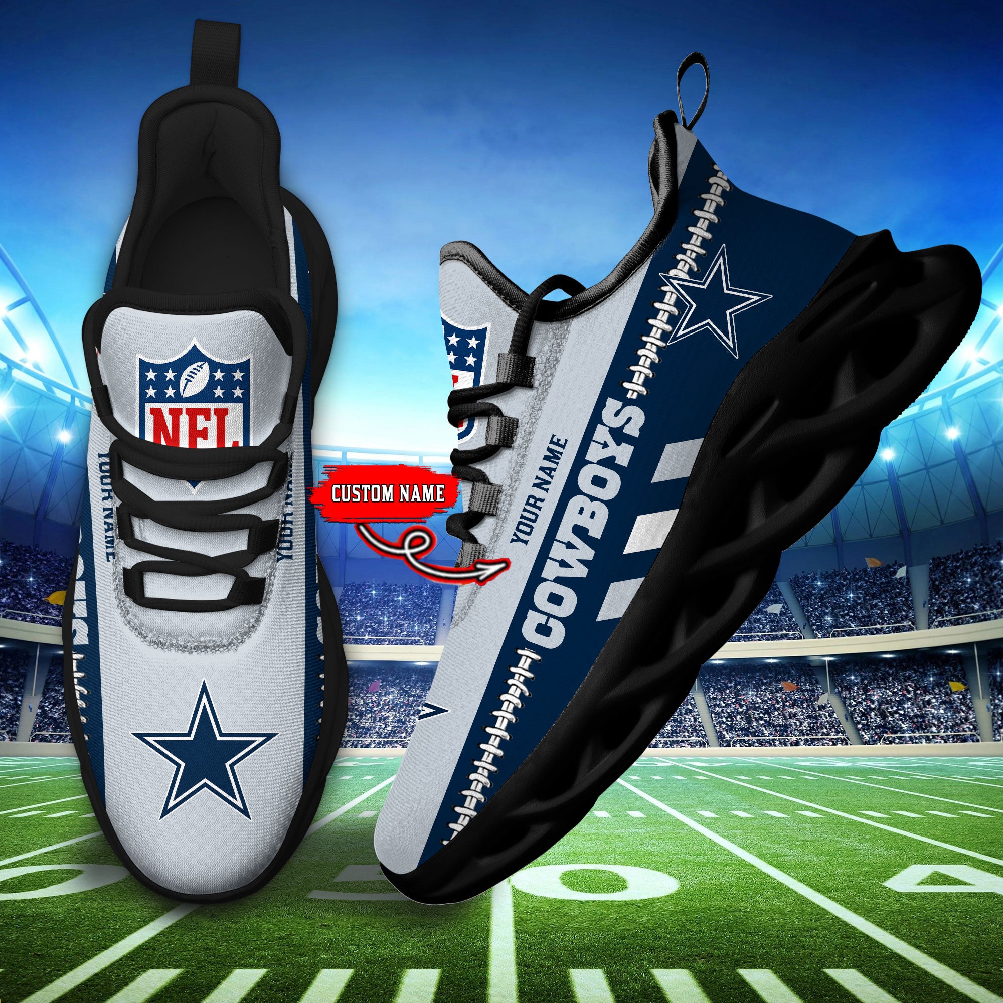 Ideafootwear Dallas Cowboys Max Soul Shoes Sneakers For Men And Women
