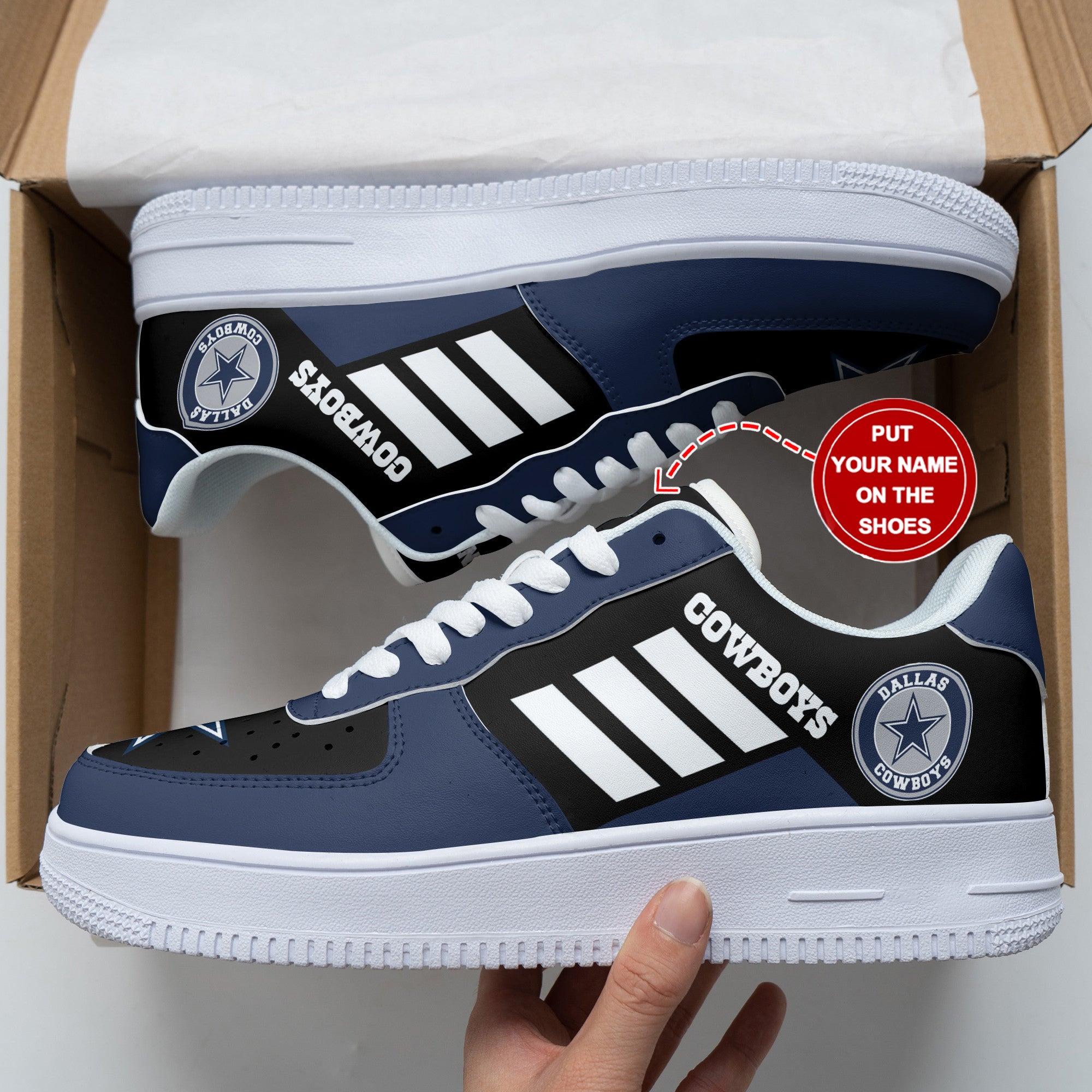 Ideafootwear Dallas Cowboys NFL Air Low-Top Sneakers Shoes For Men And Women