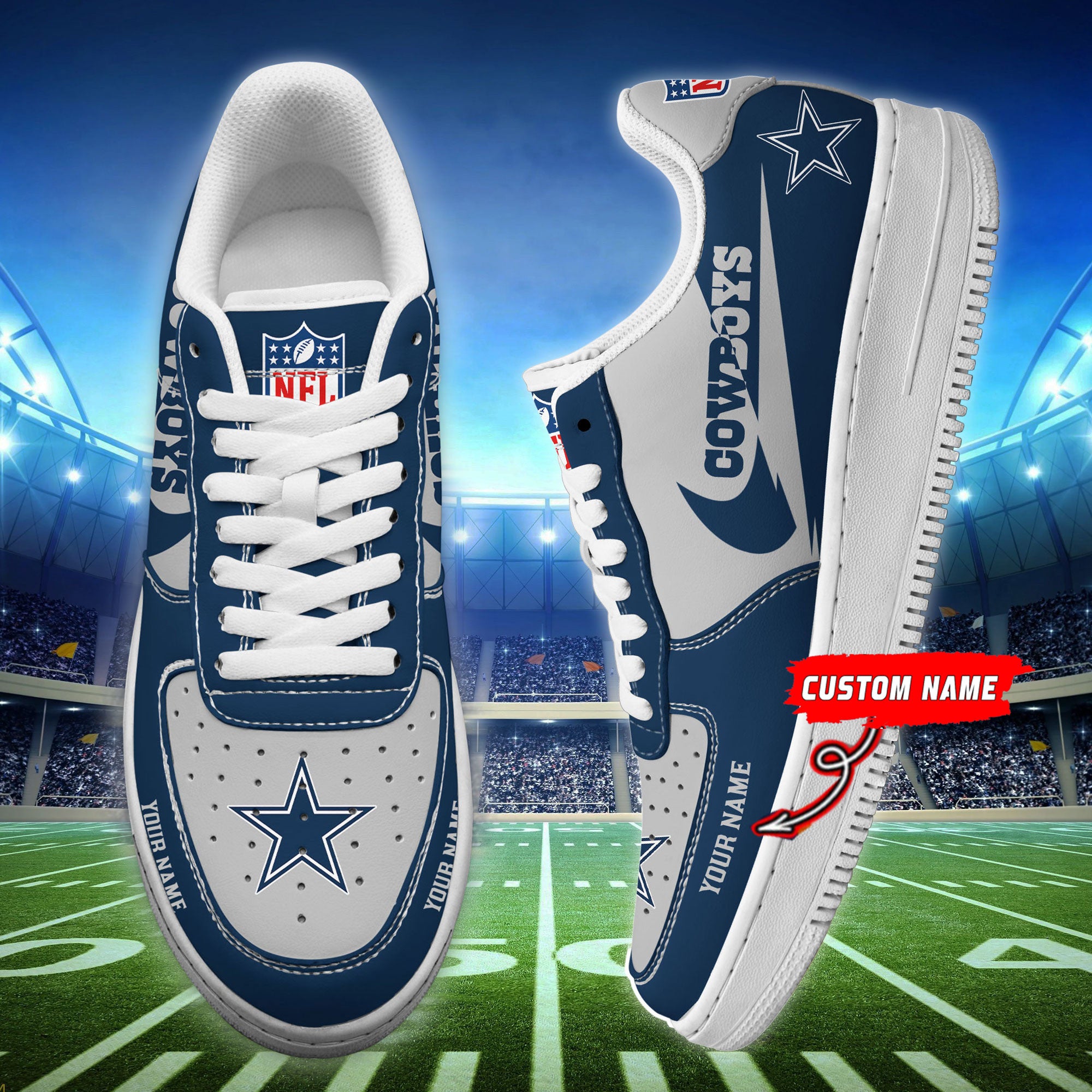 Ideafootwear Dallas Cowboys NFL Air Low-Top Sneakers Shoes For Men And Women