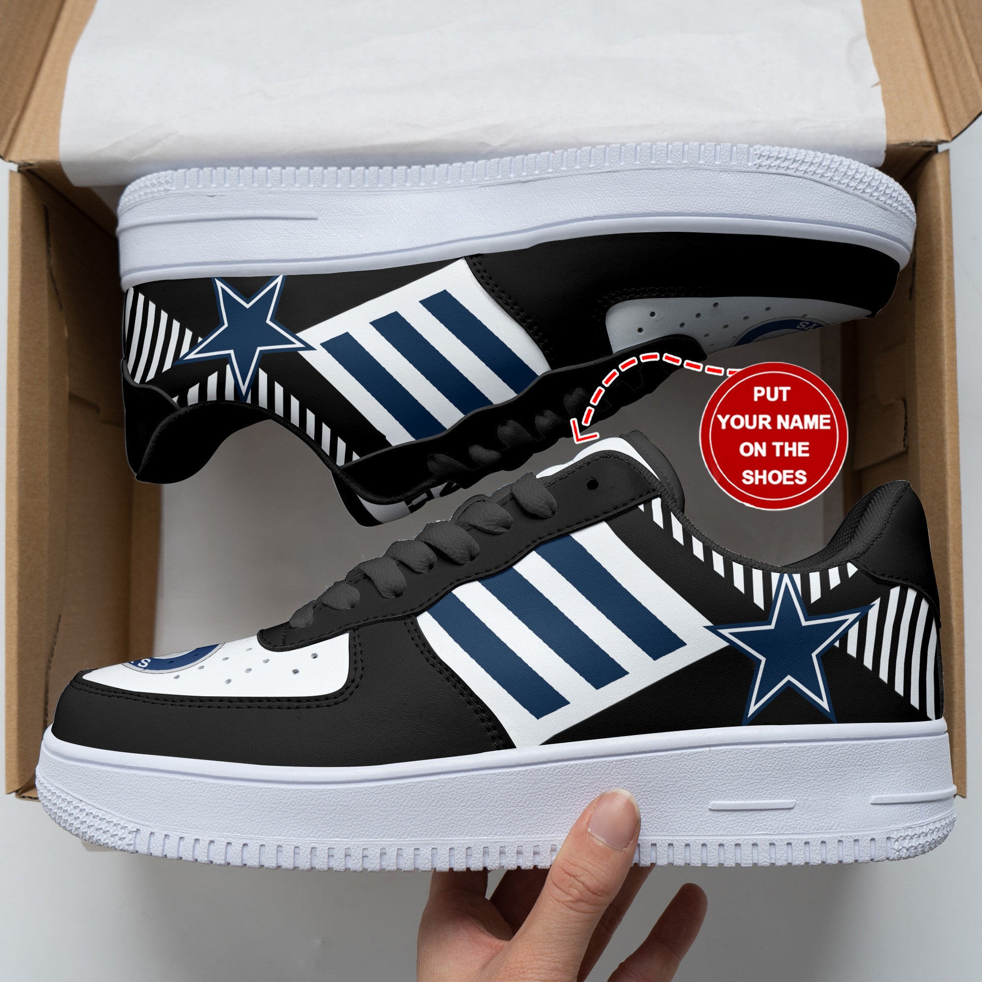 Ideafootwear Dallas Cowboys NFL Air Low-Top Sneakers Shoes For Men And Women