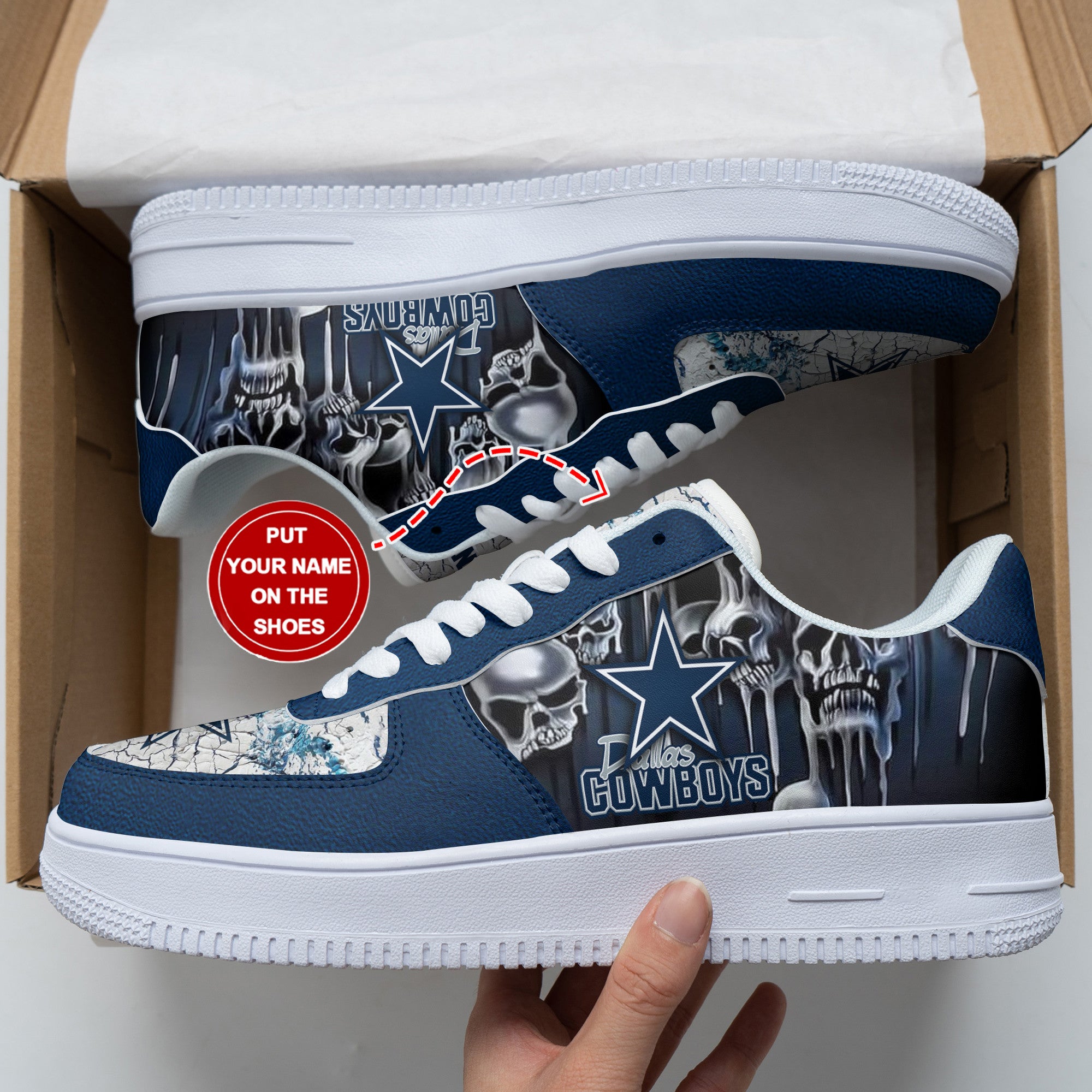 Ideafootwear Dallas Cowboys NFL Air Low-Top Sneakers Shoes For Men And Women