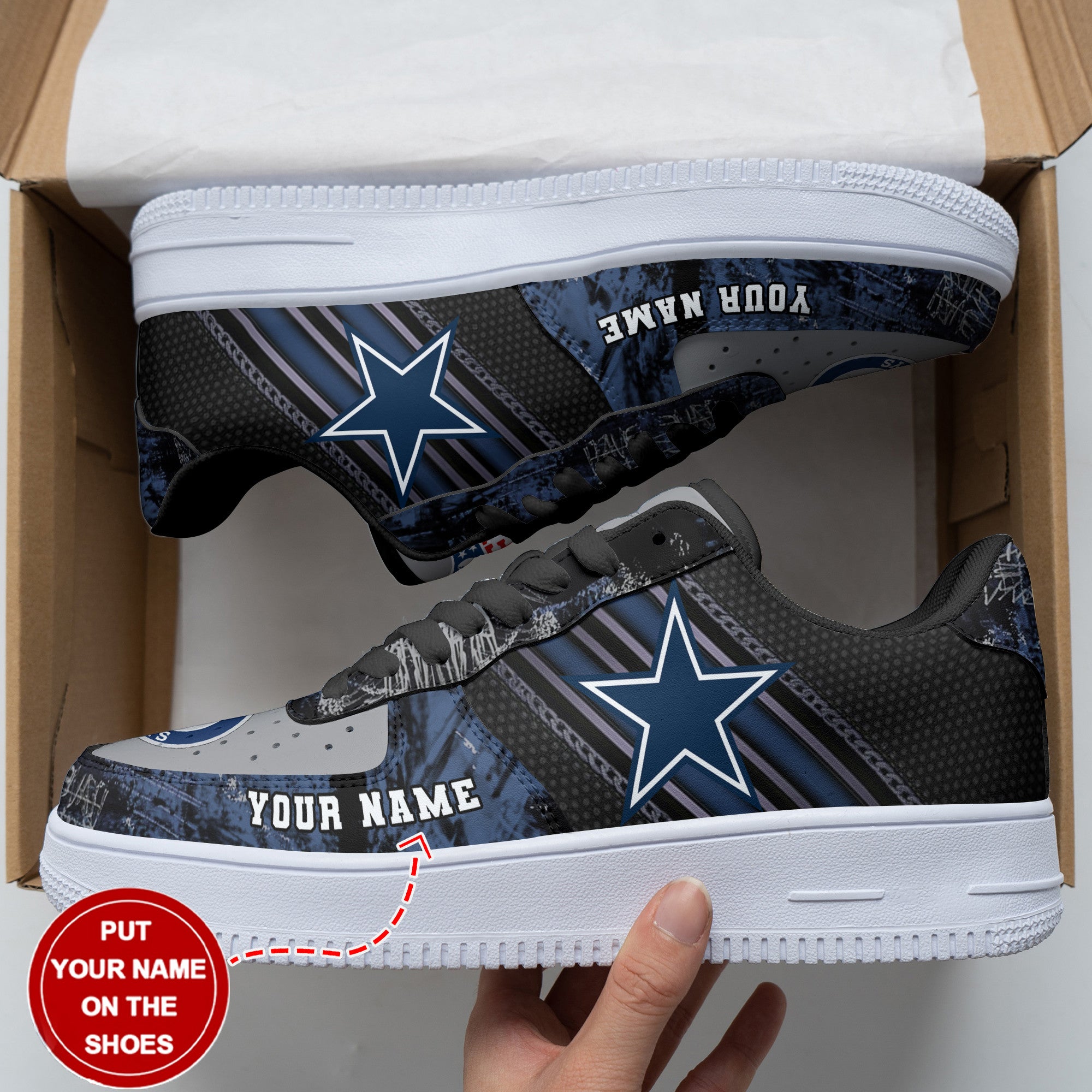 Ideafootwear Dallas Cowboys NFL Air Low-Top Sneakers Shoes For Men And Women
