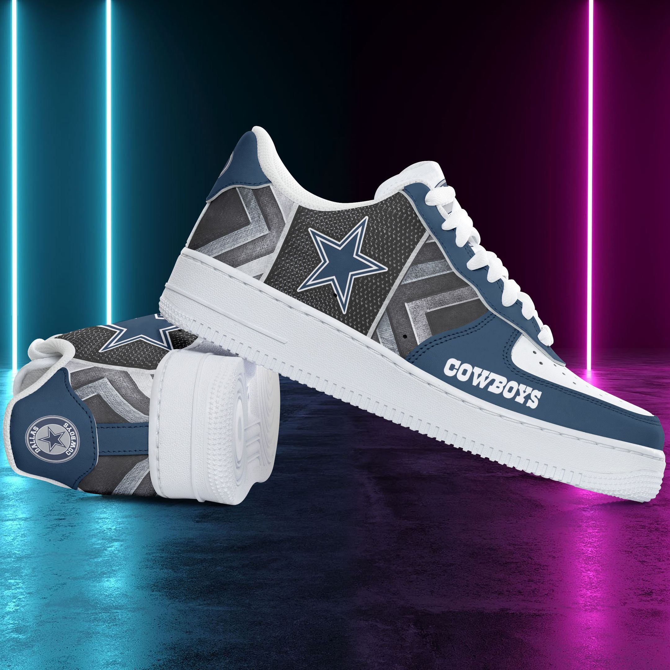 Ideafootwear Dallas Cowboys NFL Air Low-Top Sneakers Shoes For Men And Women