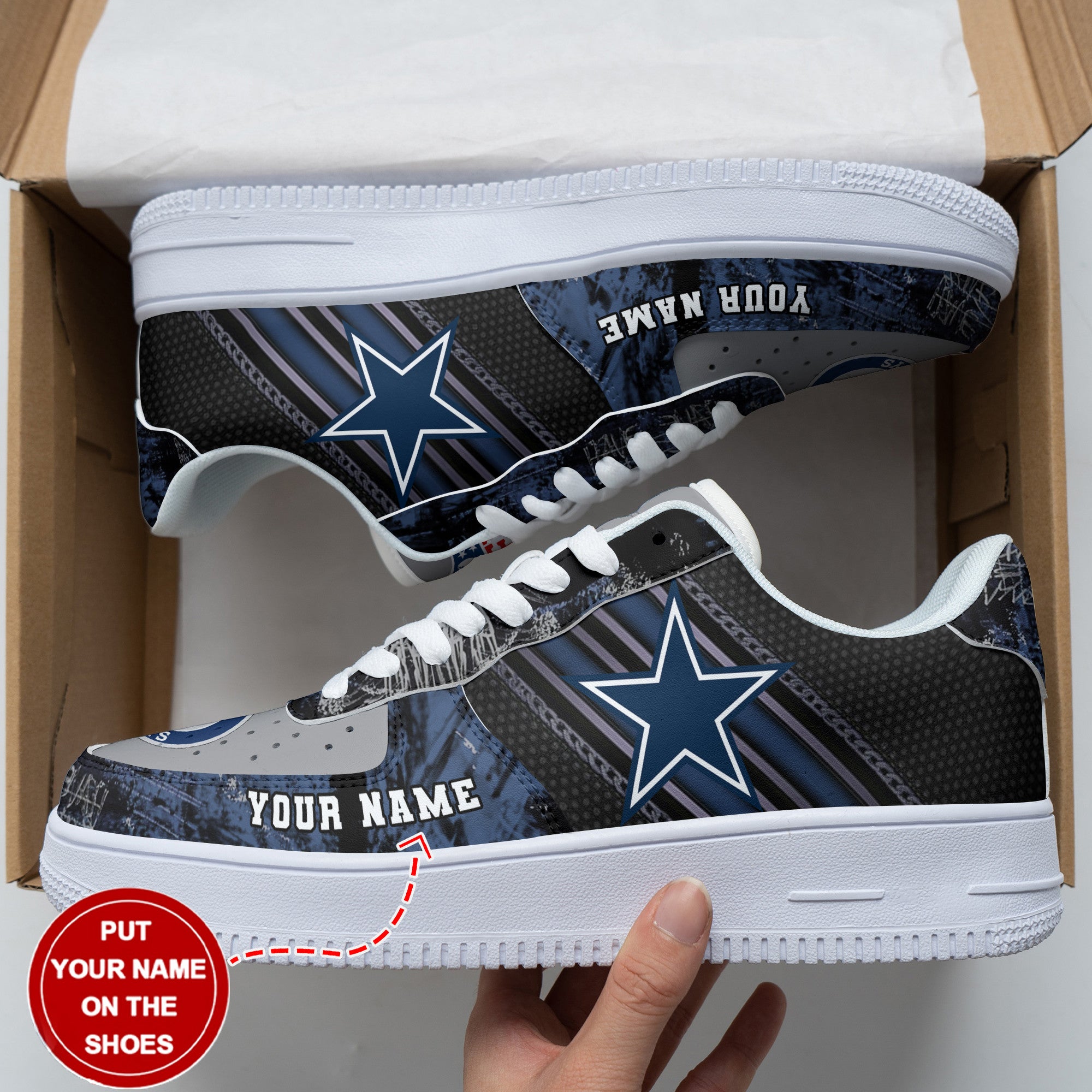Ideafootwear Dallas Cowboys NFL Air Low-Top Sneakers Shoes For Men And Women