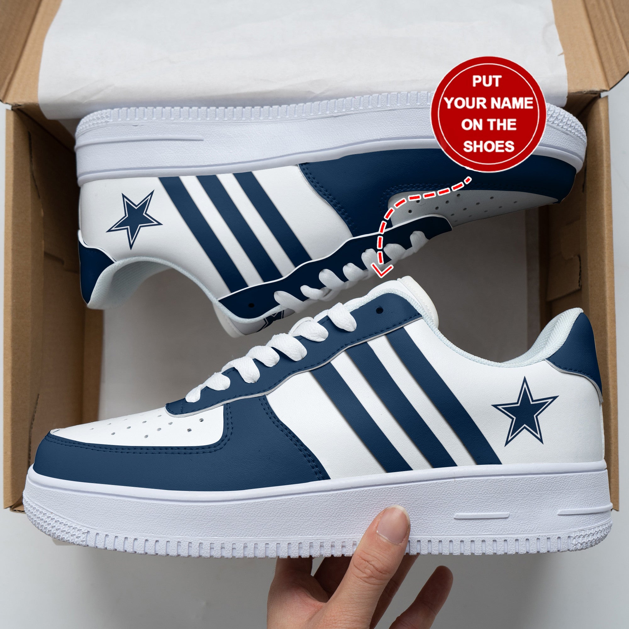 Ideafootwear Dallas Cowboys NFL Air Low-Top Sneakers Shoes For Men And Women