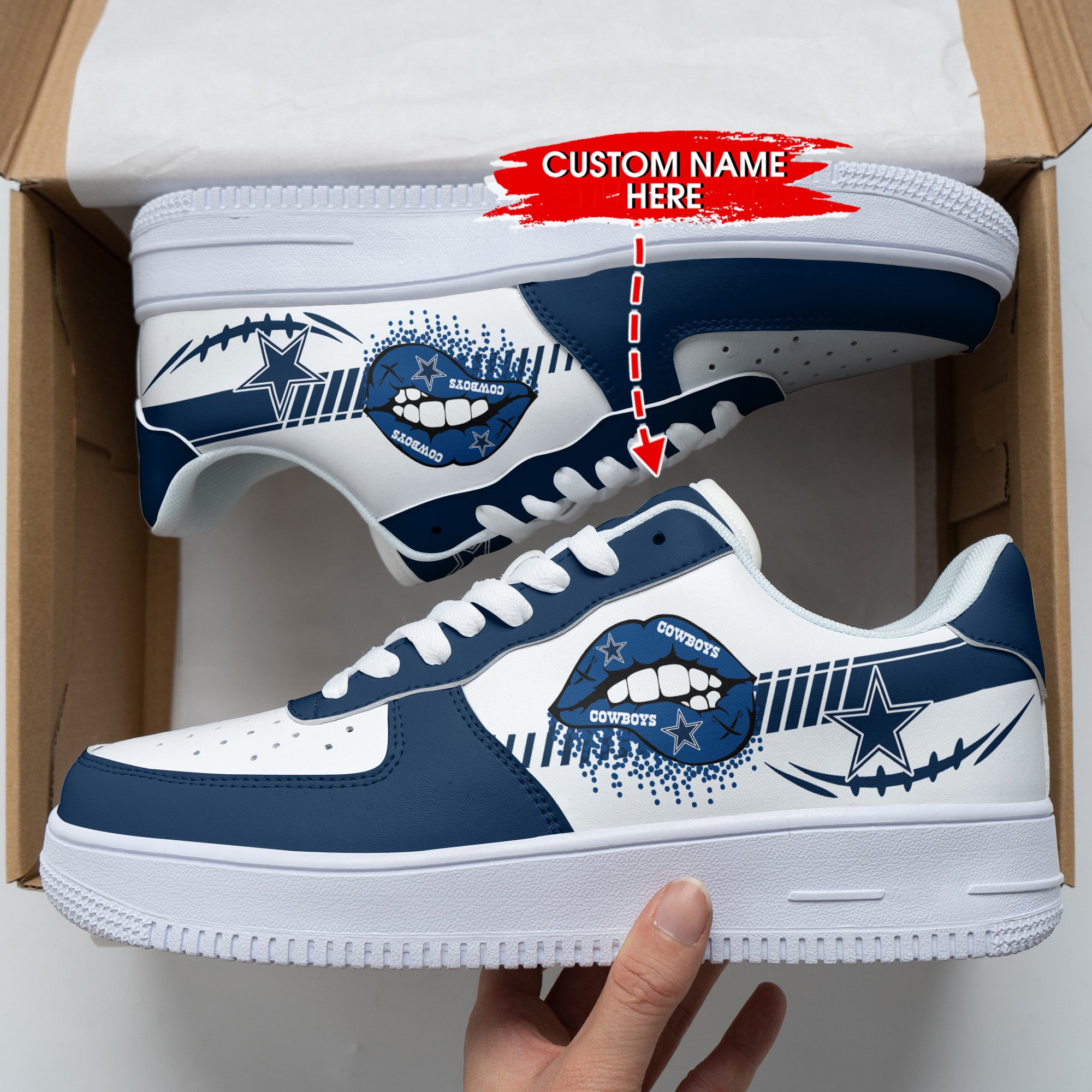 Ideafootwear Dallas Cowboys NFL Air Low-Top Sneakers Shoes For Men And Women