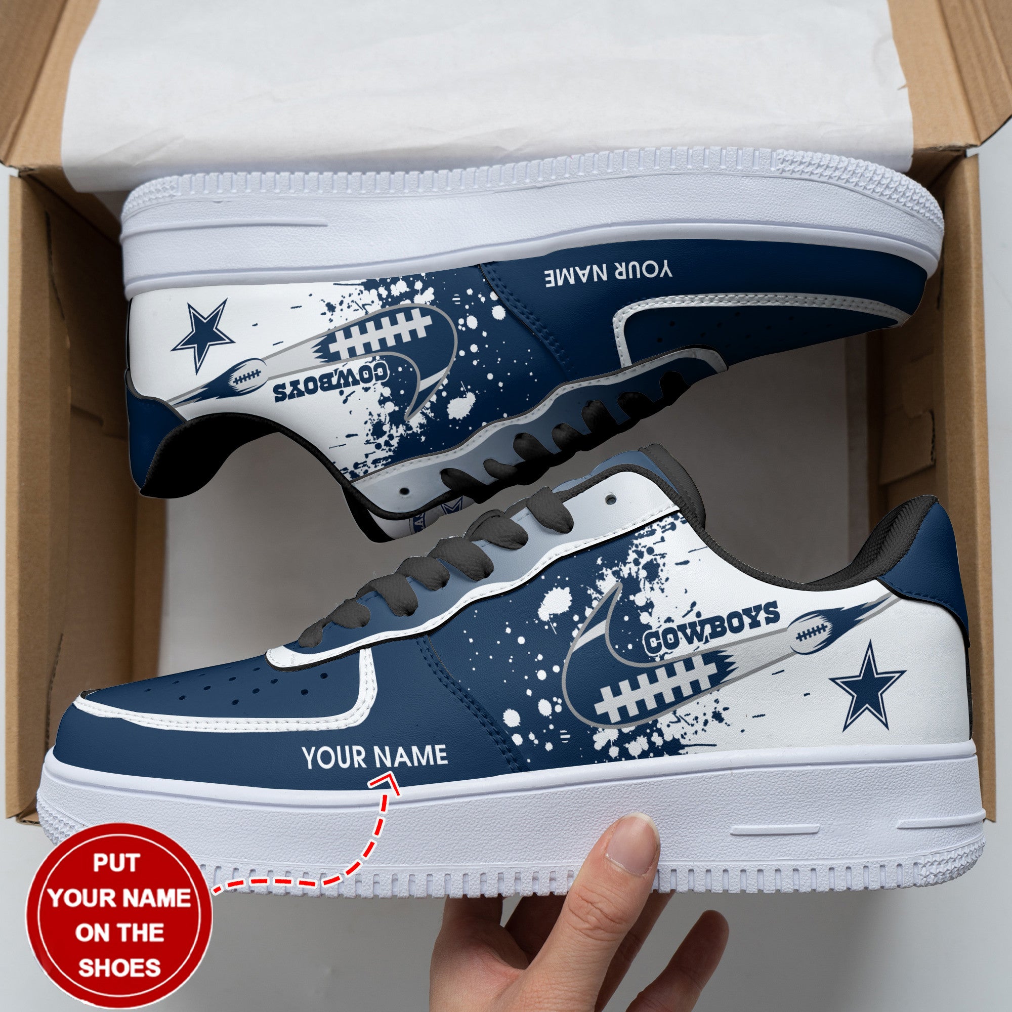 Ideafootwear Dallas Cowboys NFL Air Low-Top Sneakers Shoes For Men And Women