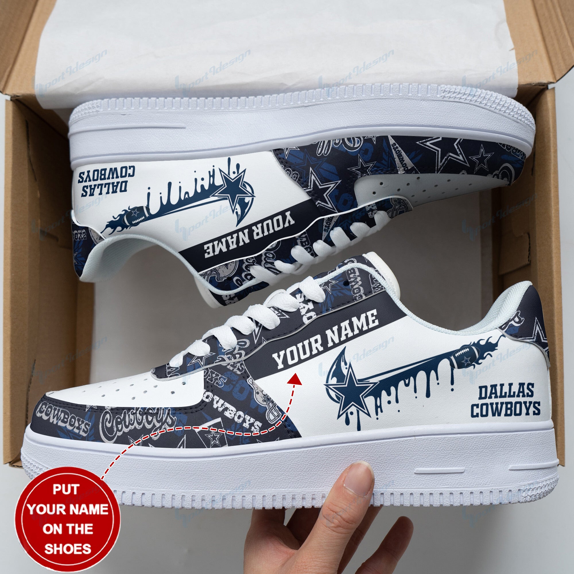 Ideafootwear Dallas Cowboys NFL Air Low-Top Sneakers Shoes For Men And Women