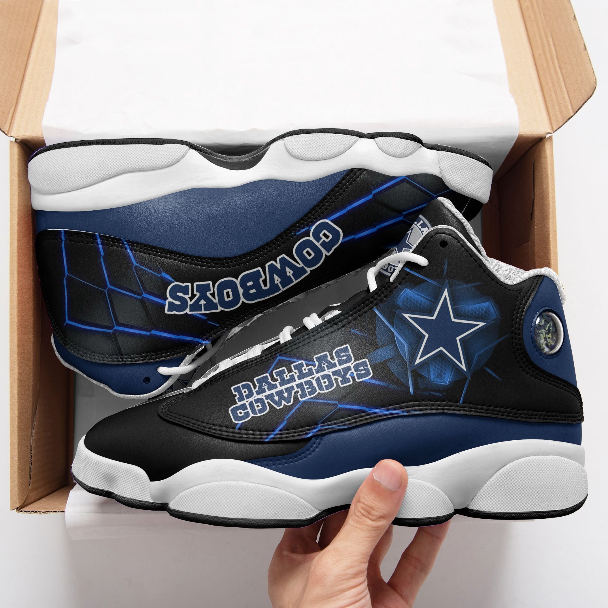 Ideafootwear Dallas Cowboys NFL AJ13 Sneakers Shoes For Men And Women
