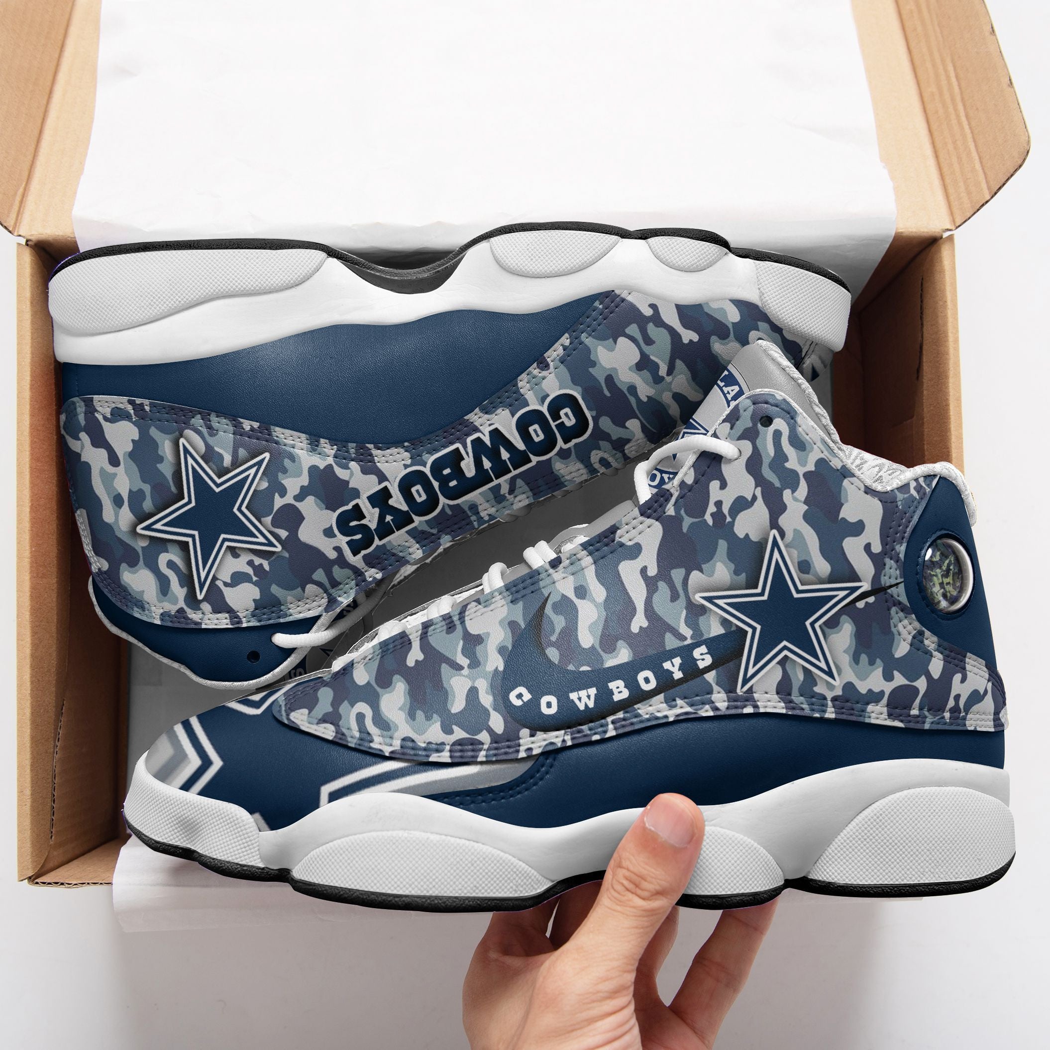 Ideafootwear Dallas Cowboys NFL AJ13 Sneakers Shoes For Men And Women