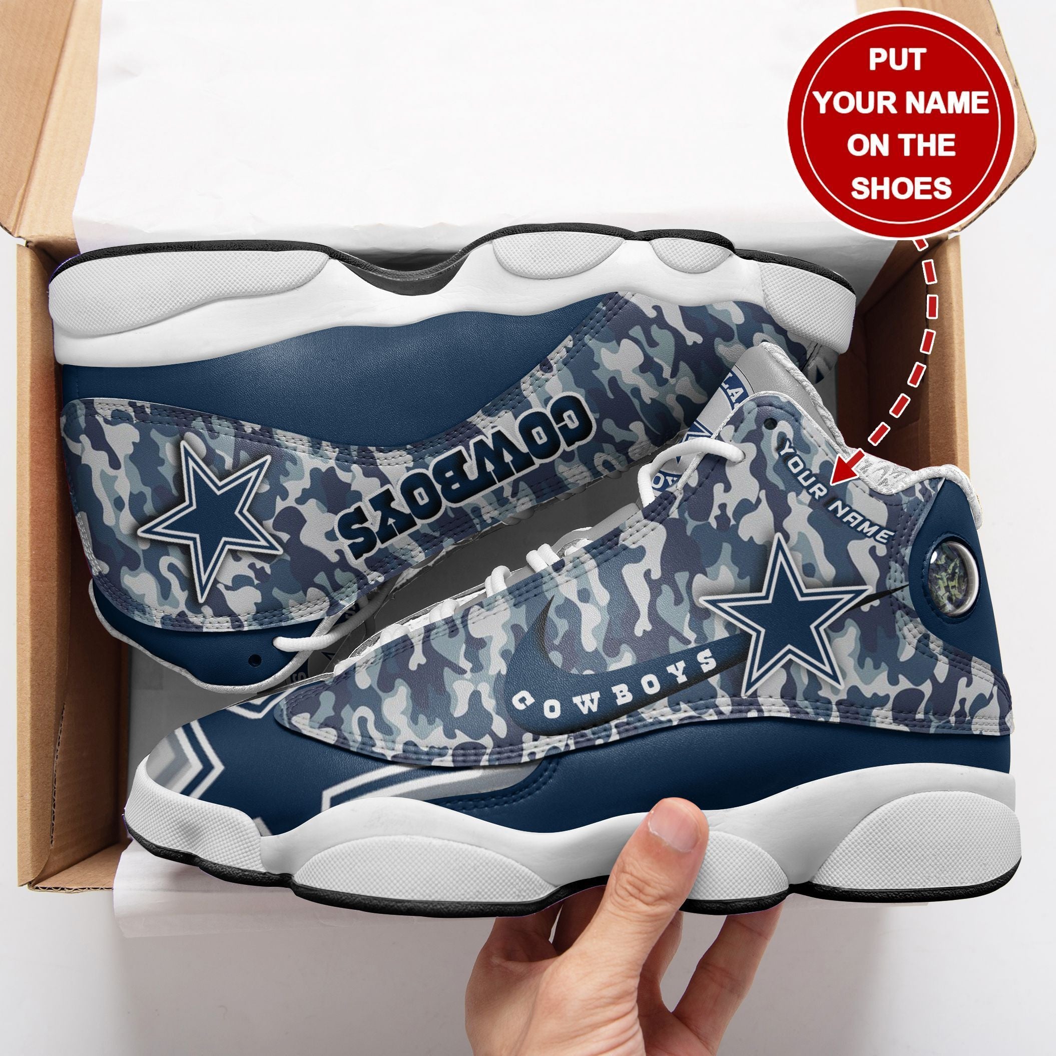 Ideafootwear Dallas Cowboys NFL AJ13 Sneakers Shoes For Men And Women