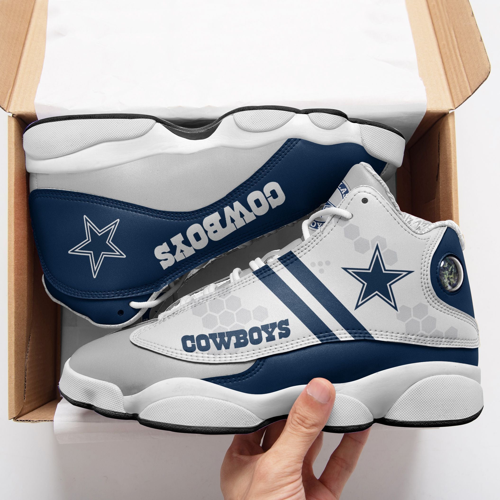 Ideafootwear Dallas Cowboys NFL AJ13 Sneakers Shoes For Men And Women