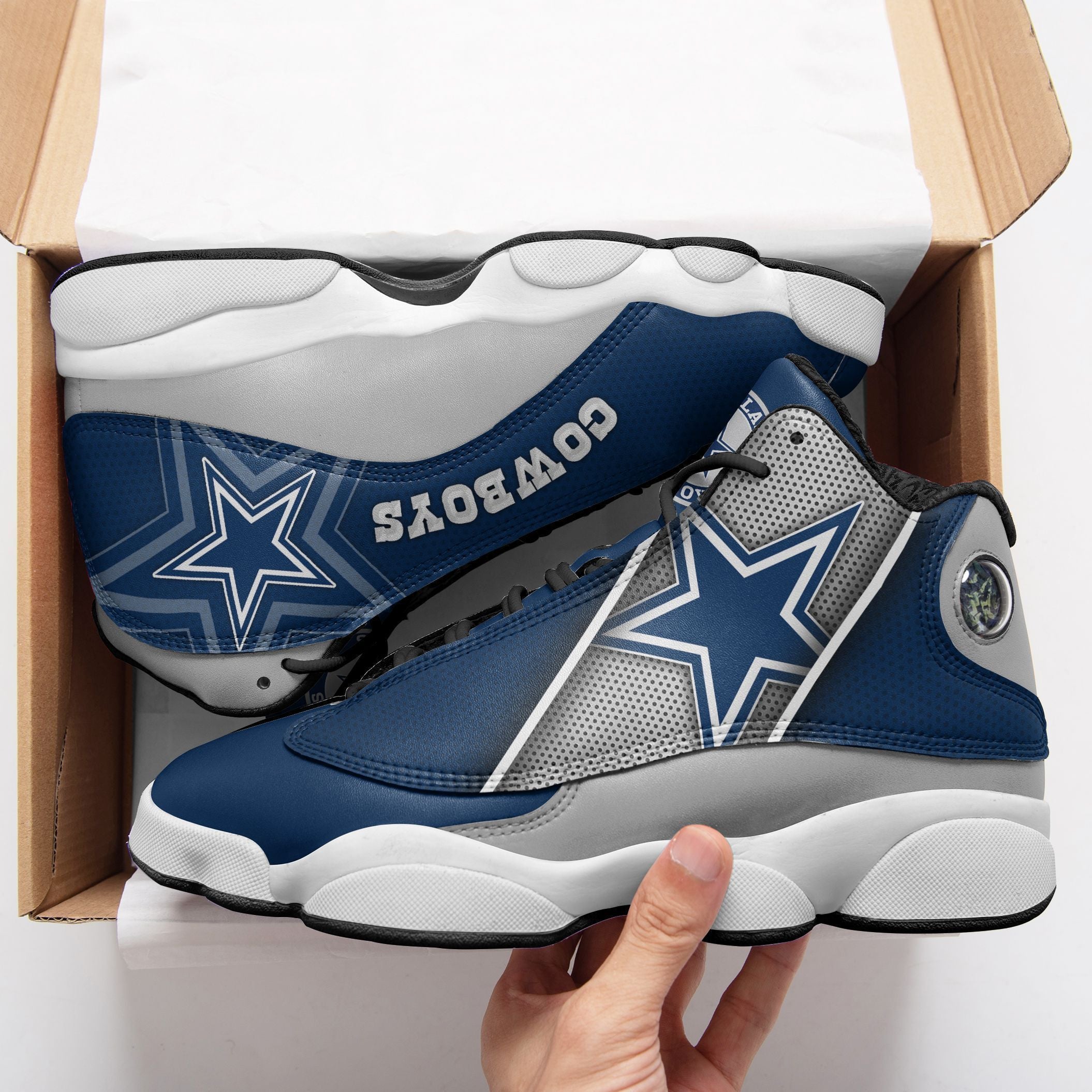 Ideafootwear Dallas Cowboys NFL AJ13 Sneakers Shoes For Men And Women