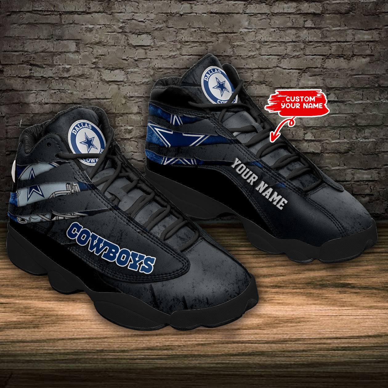 Ideafootwear Dallas Cowboys NFL AJ13 Sneakers Shoes For Men And Women