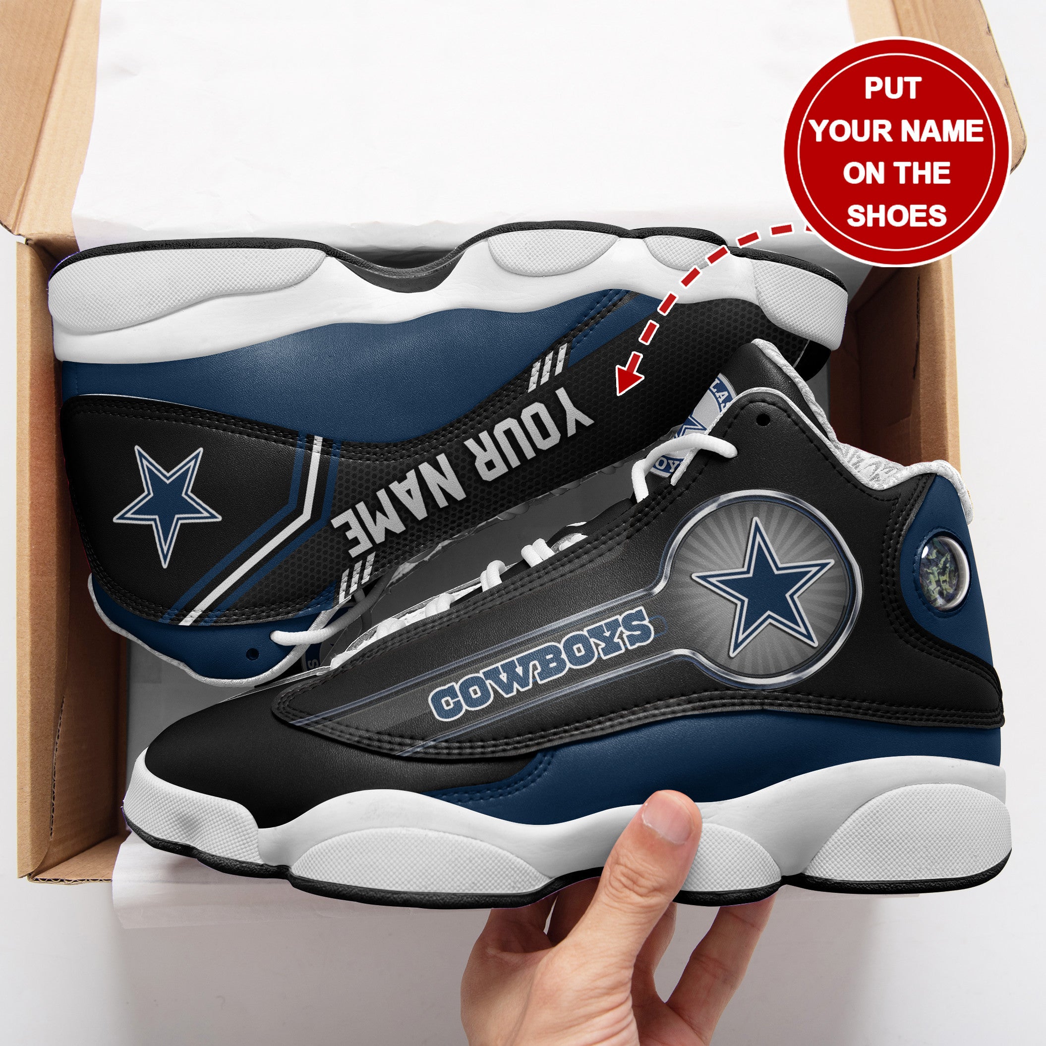 Ideafootwear Dallas Cowboys NFL AJ13 Sneakers Shoes For Men And Women