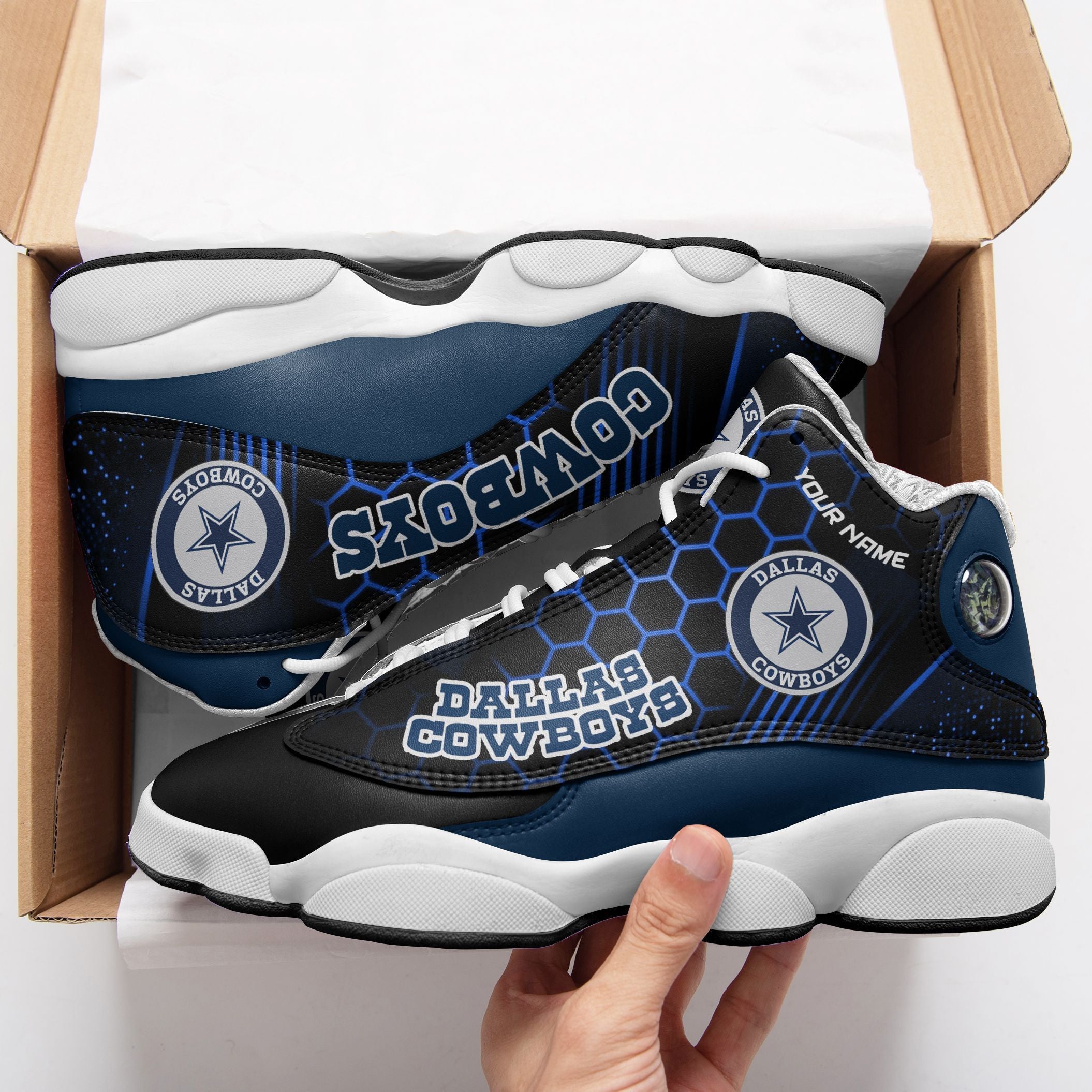 Ideafootwear Dallas Cowboys NFL AJ13 Sneakers Shoes For Men And Women
