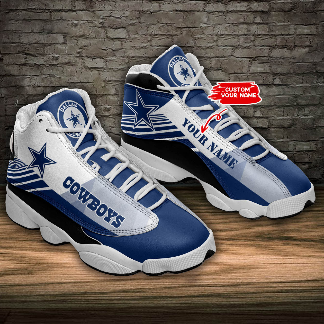 Ideafootwear Dallas Cowboys NFL AJ13 Sneakers Shoes For Men And Women
