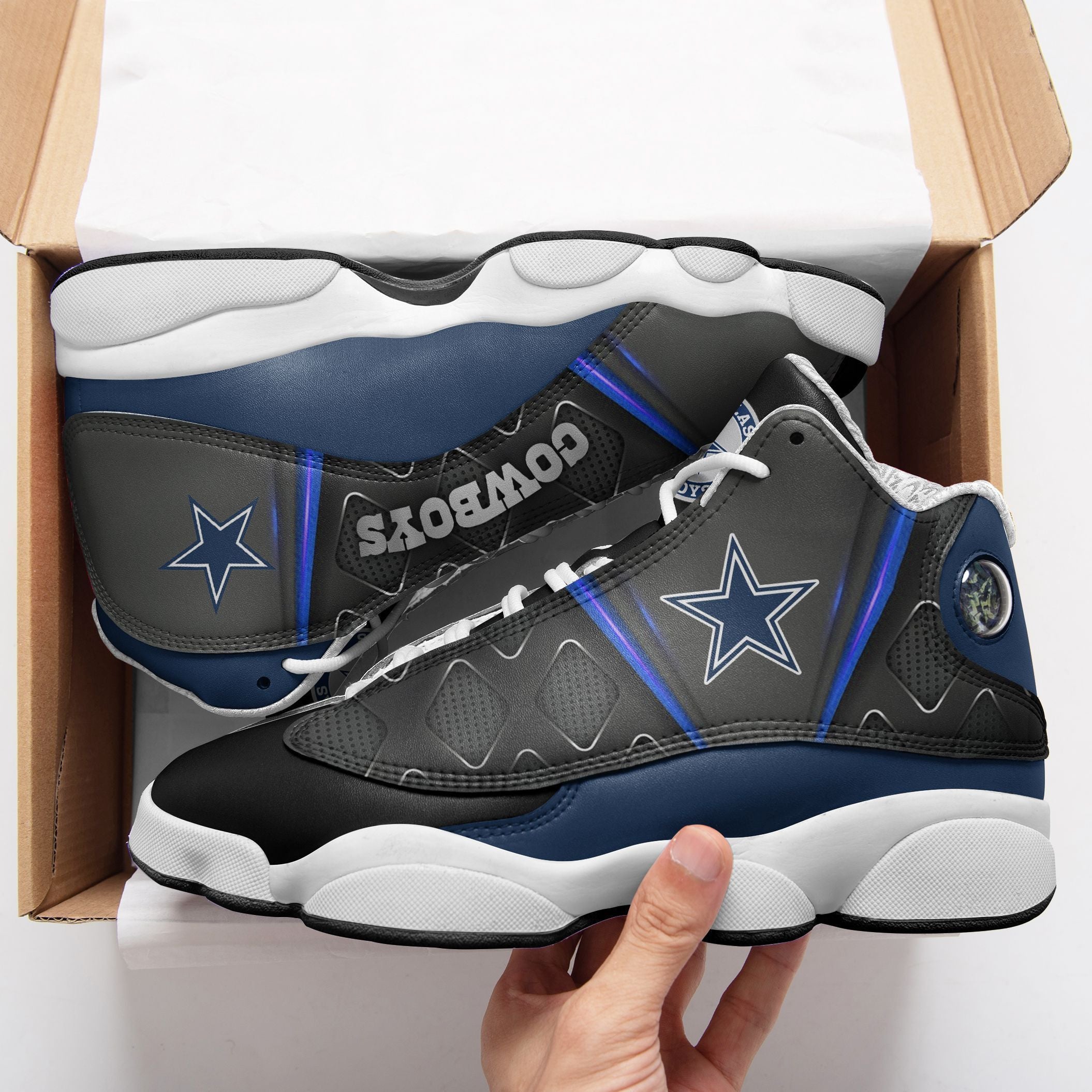 Ideafootwear Dallas Cowboys NFL AJ13 Sneakers Shoes For Men And Women