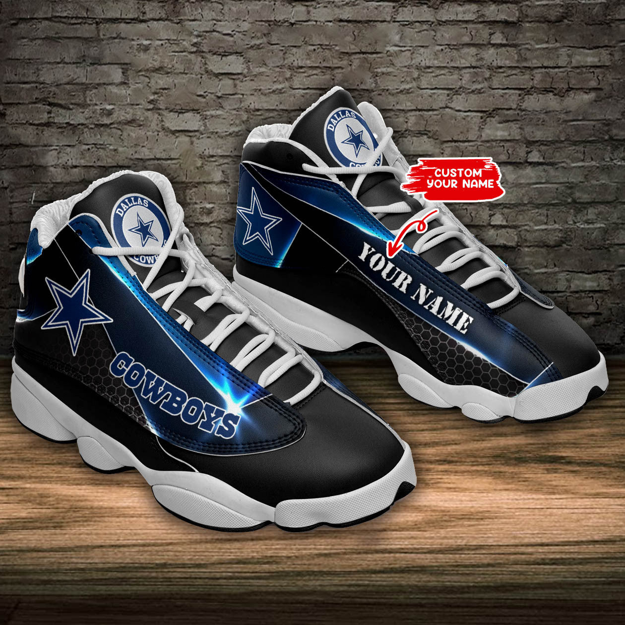 Ideafootwear Dallas Cowboys NFL AJ13 Sneakers Shoes For Men And Women