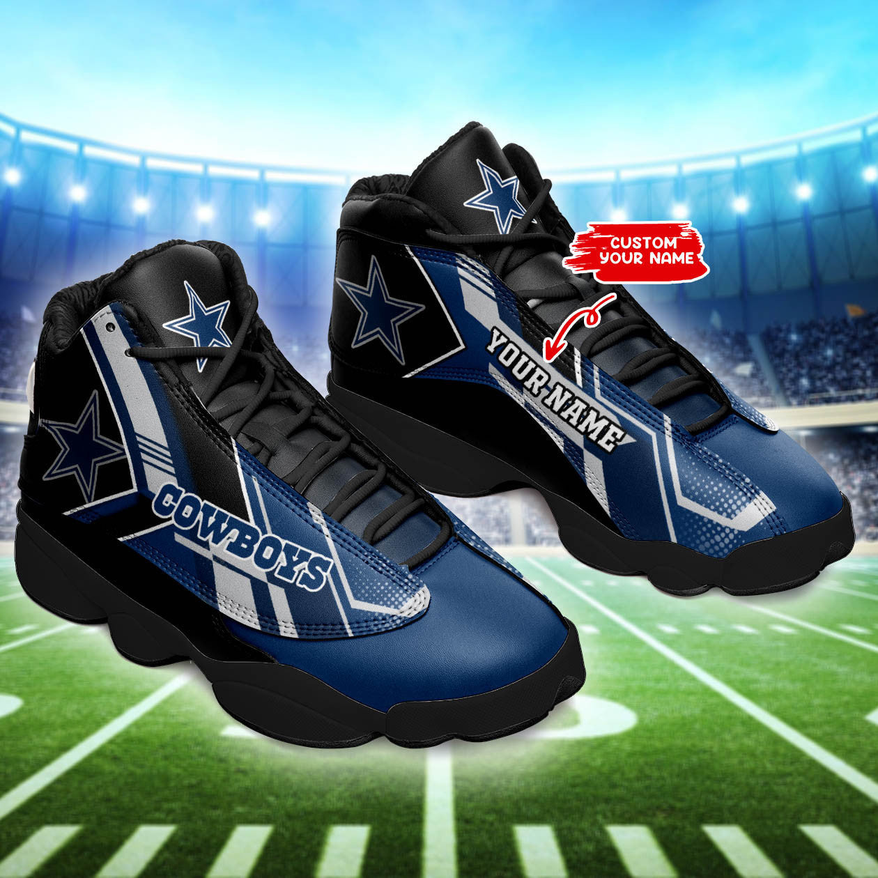Ideafootwear Dallas Cowboys NFL AJ13 Sneakers Shoes For Men And Women
