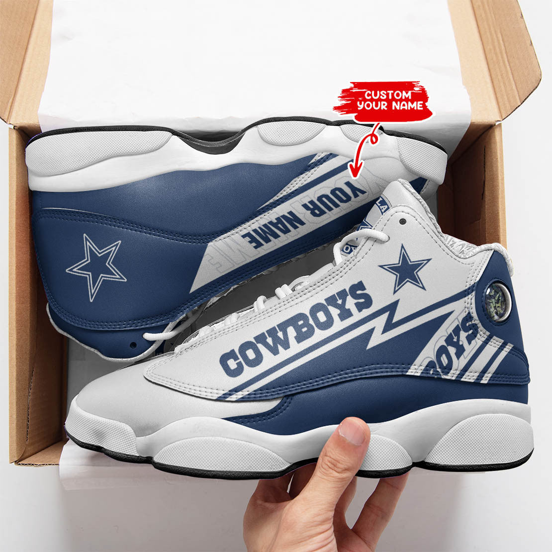 Ideafootwear Dallas Cowboys NFL AJ13 Sneakers Shoes For Men And Women