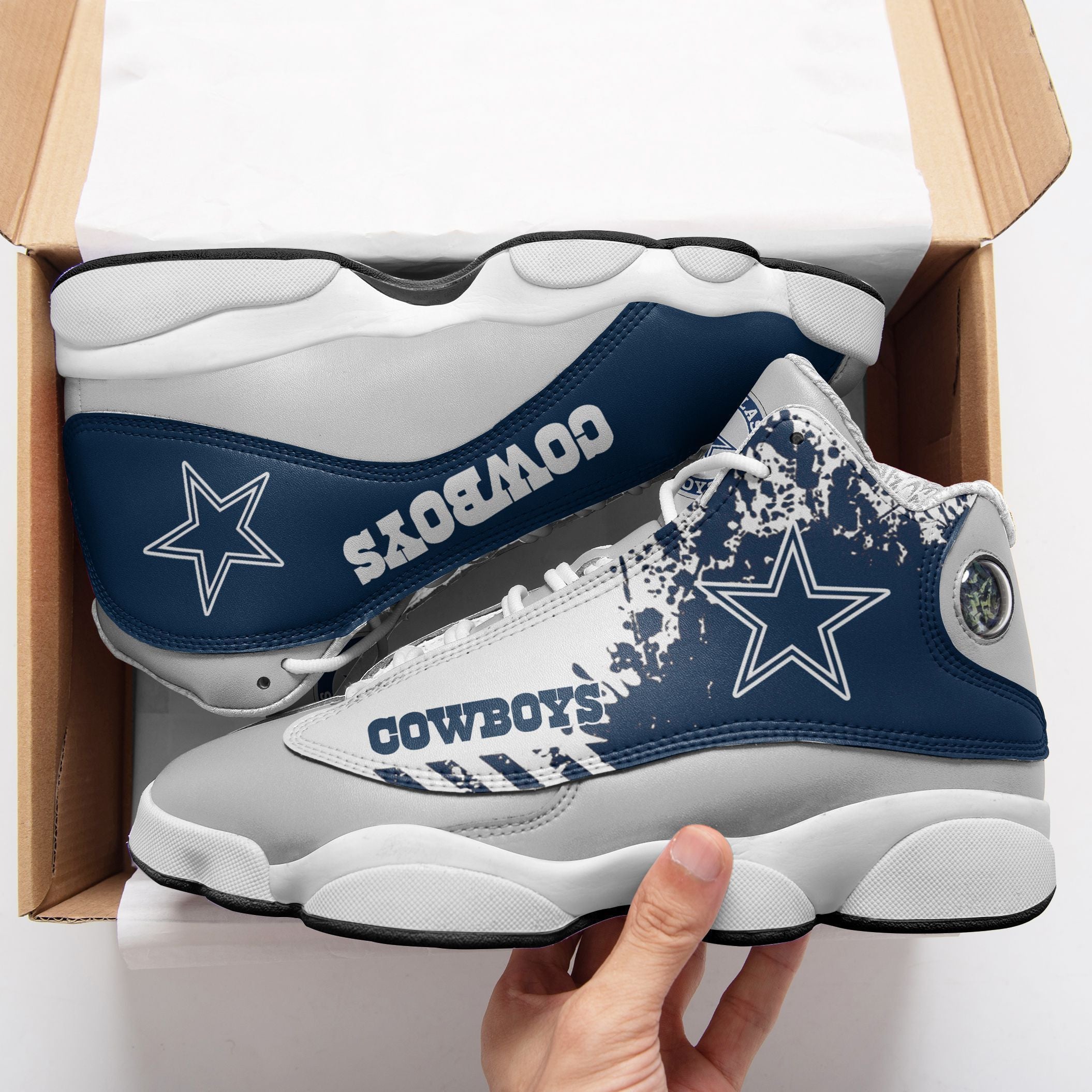 Ideafootwear Dallas Cowboys NFL AJ13 Sneakers Shoes For Men And Women