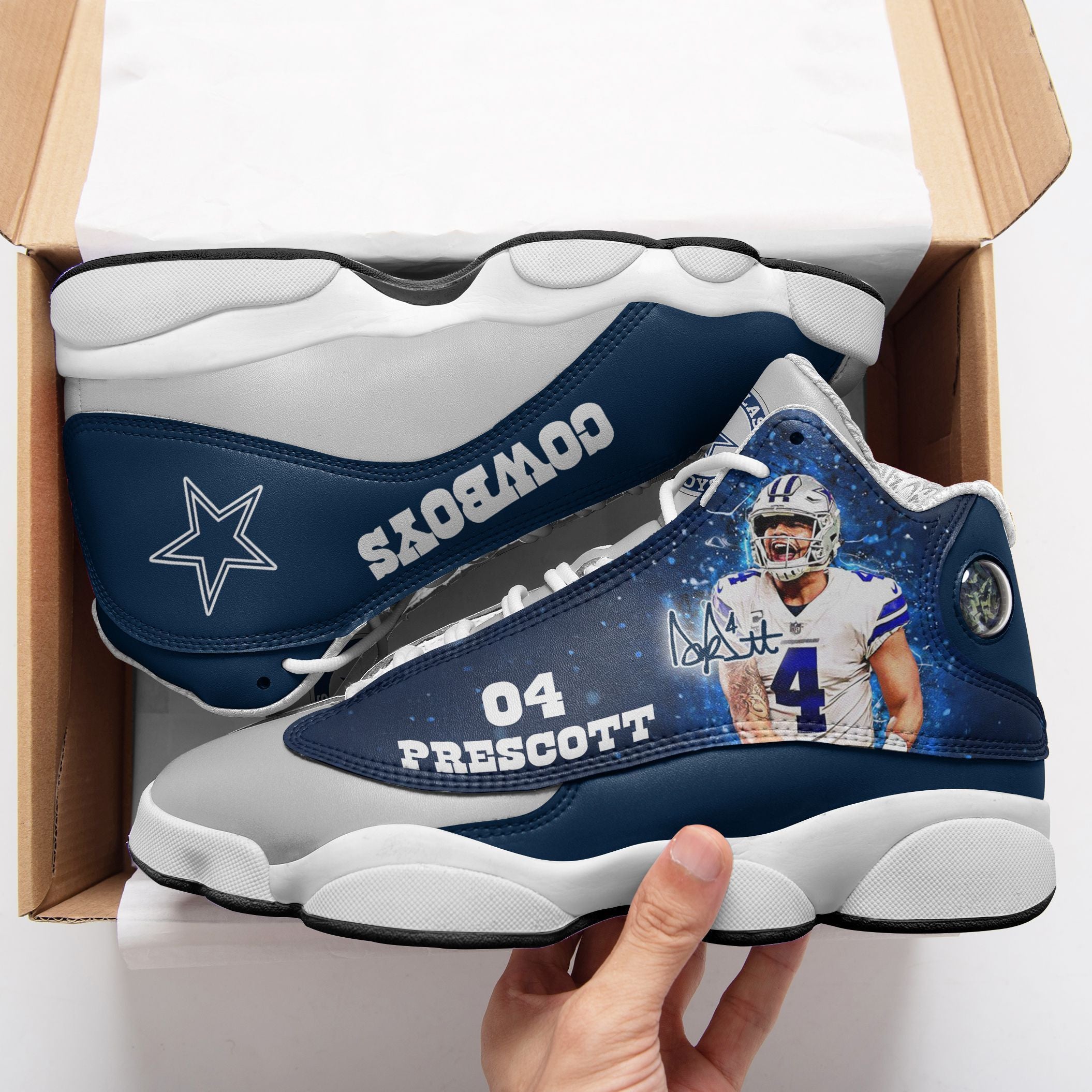 Ideafootwear Dallas Cowboys NFL AJ13 Sneakers Shoes For Men And Women