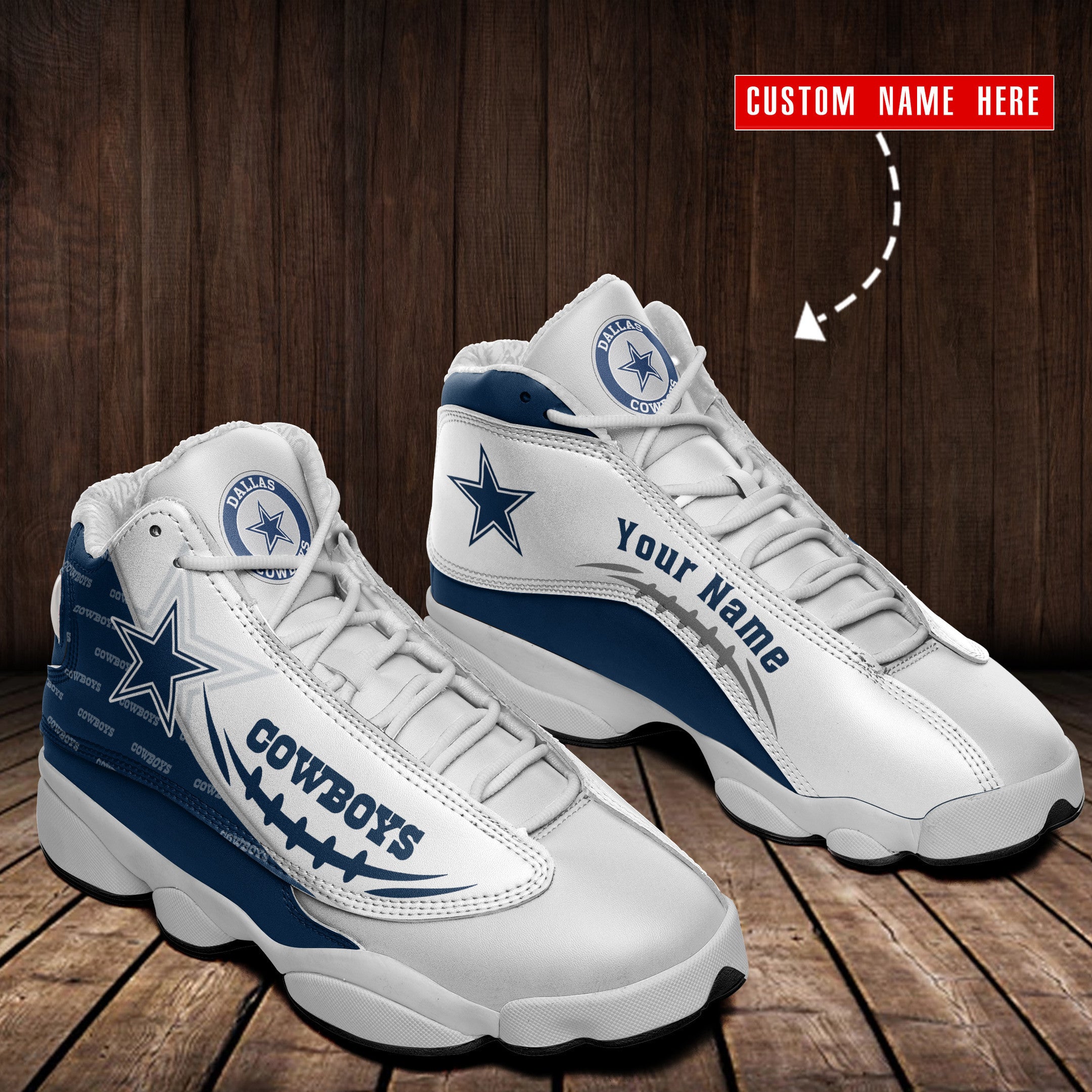 Ideafootwear Dallas Cowboys NFL AJ13 Sneakers Shoes For Men And Women