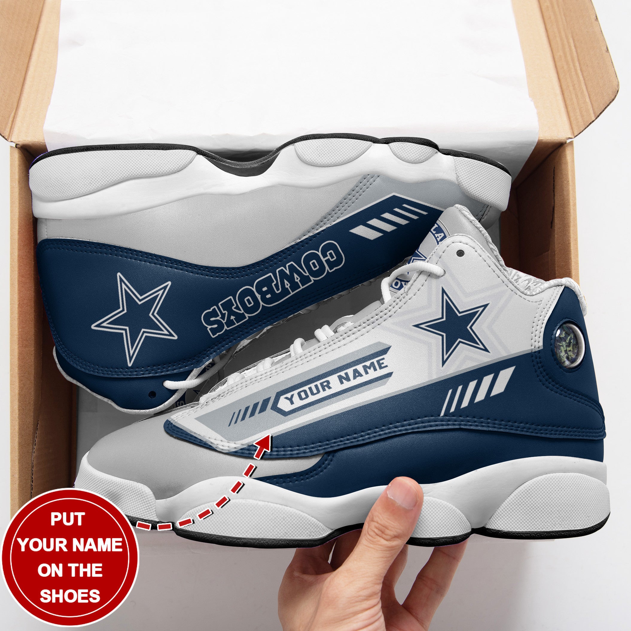 Ideafootwear Dallas Cowboys NFL AJ13 Sneakers Shoes For Men And Women
