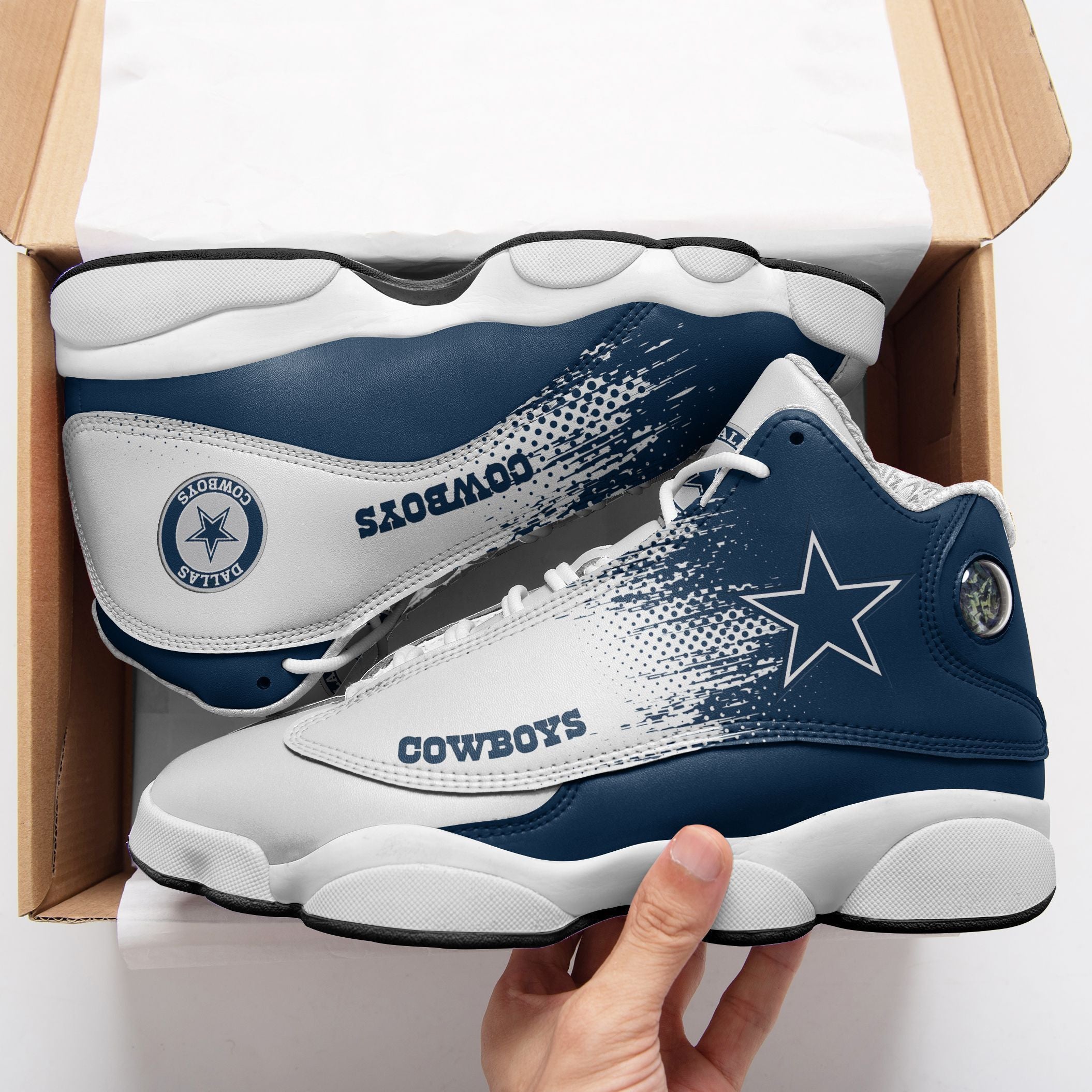 Ideafootwear Dallas Cowboys NFL AJ13 Sneakers Shoes For Men And Women
